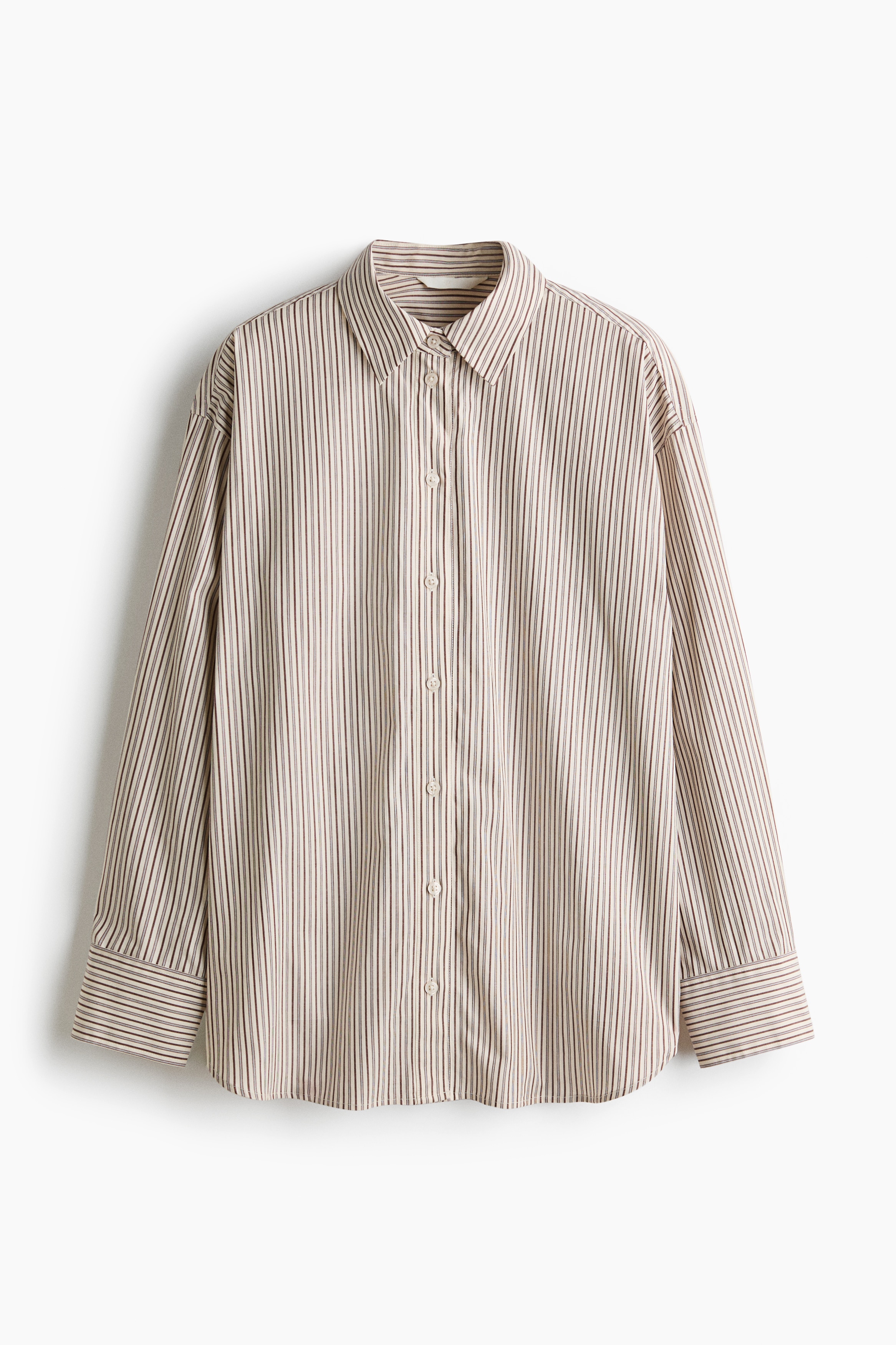 Oversized Poplin Shirt - Cream/striped/Light beige/striped/Dusty pink/striped