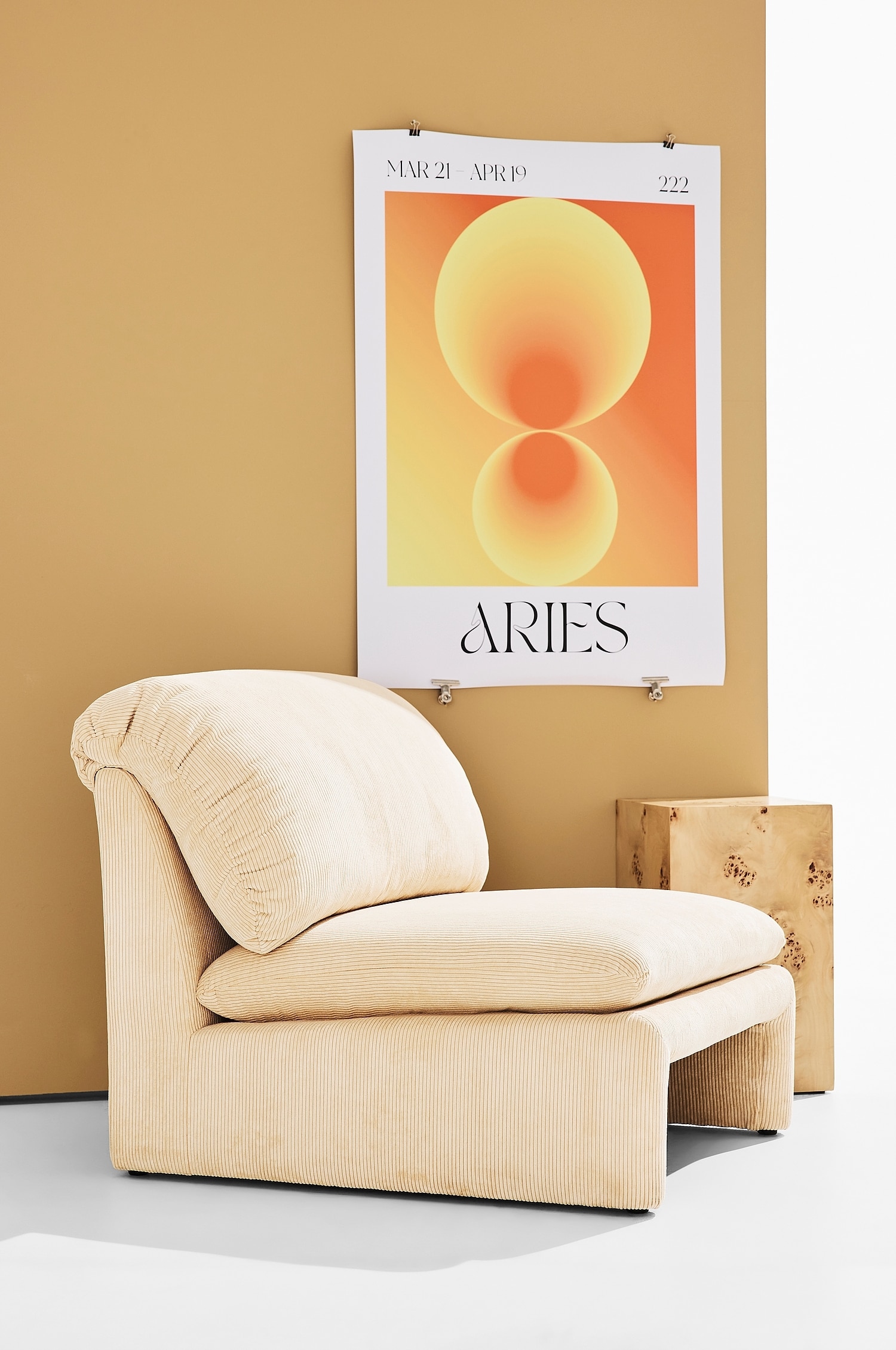Arlo Fauteuil - Beige/Rose Manchester/Orange