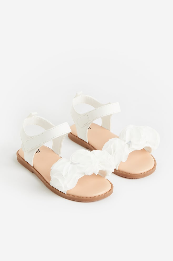 Sandaler med applikasjon - Hvit/Blomster/Lys rosa/Enhjørning/Pudderrosa/Glitter - 1