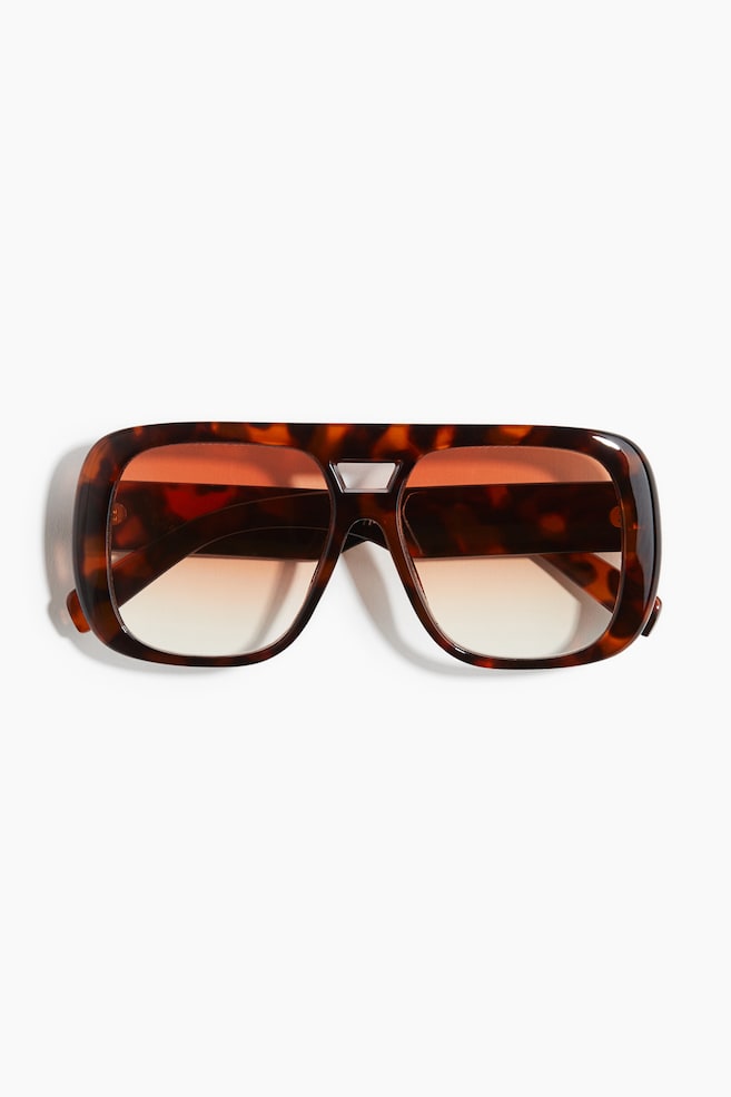 Aviator-Style Sunglasses - Brown/tortoiseshell-patterned/Dark brown/blue - 1