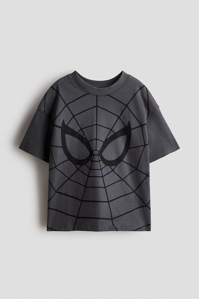 Oversized T-shirt med tryck - Mörkgrå/Spindelmannen/Vit/Lilo & Stitch/Röd/Marvel Comics/Mörkbeige/Jurassic World - 1