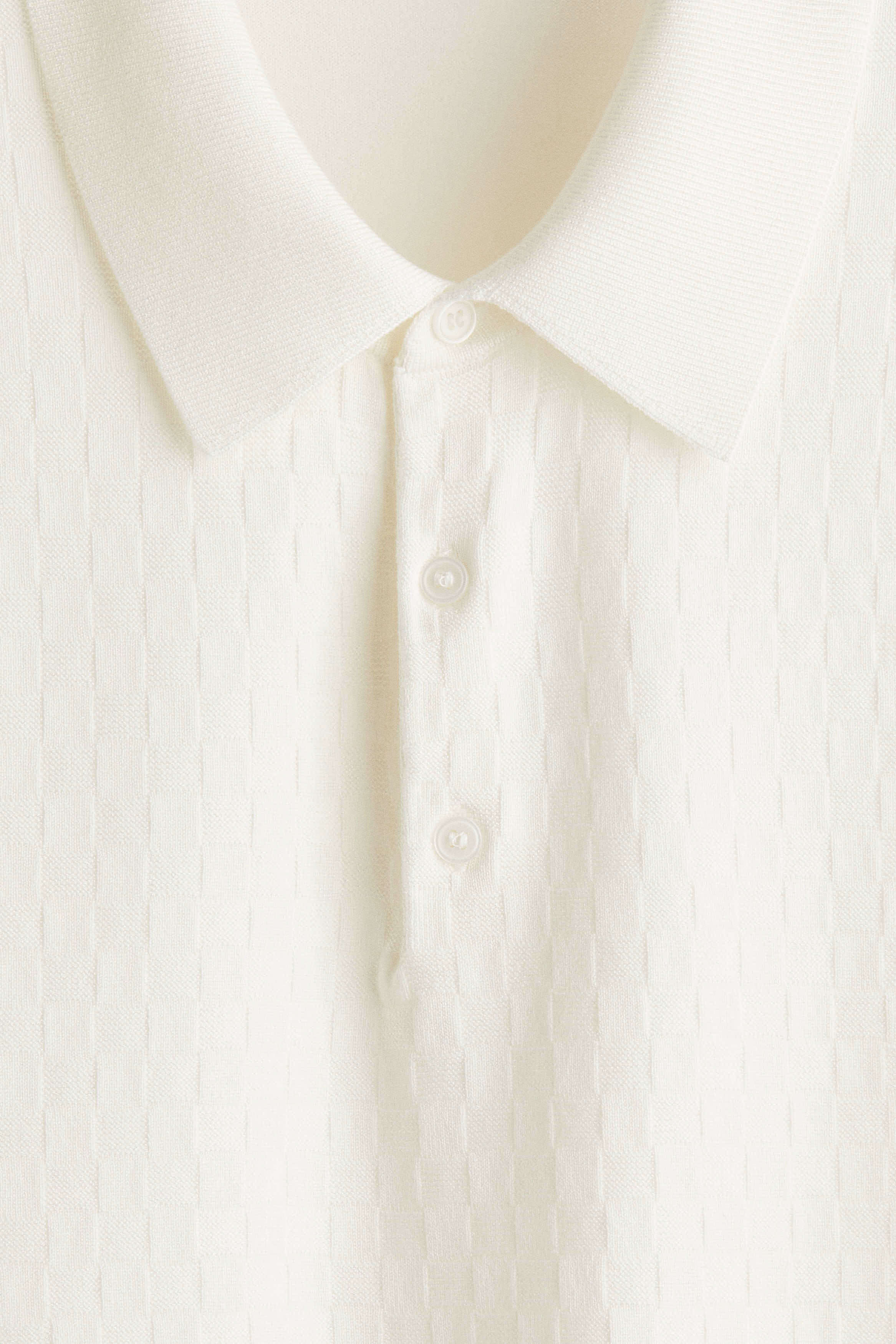 Slim-Fit Textured-Knit Polo Shirt by H&M