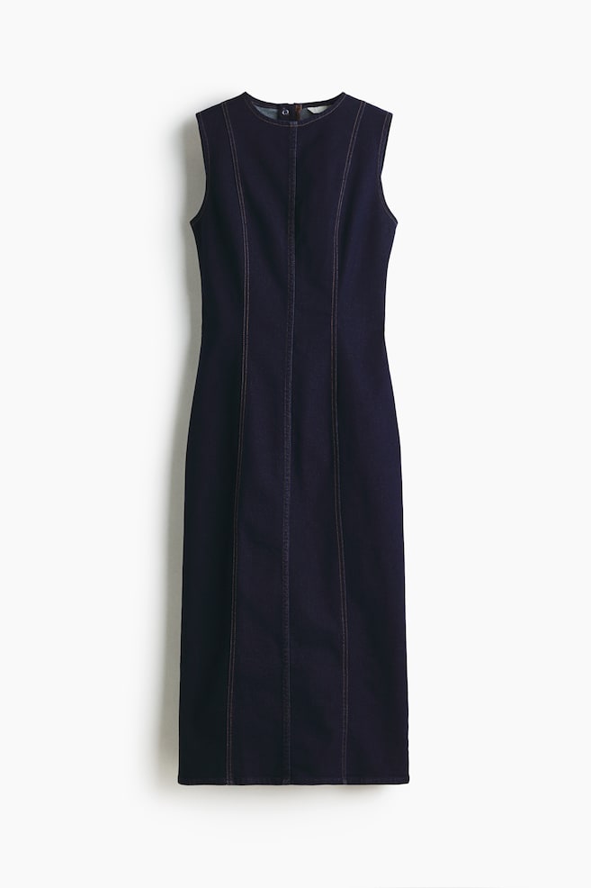Mouwloze denim jurk - Donker denimblauw - 1