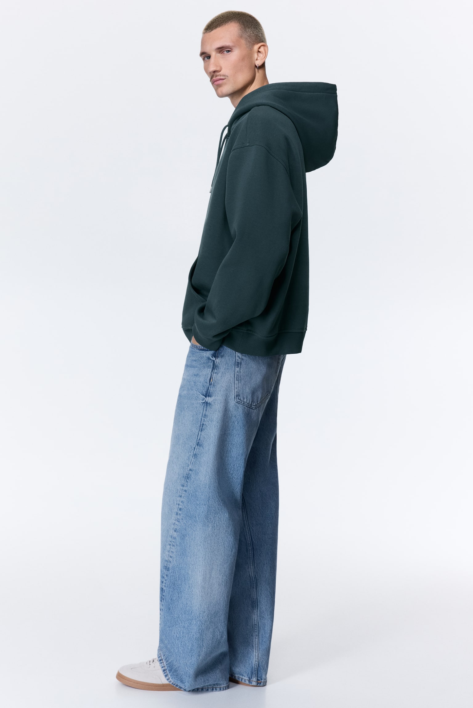 Loose Fit Hoodie - Dark teal/Dark grey/Black/Beige/Navy blue/White/Dark forest green/Light blue/Light grey marl/Plum/Dark khaki green/Red/Dark brown - 6