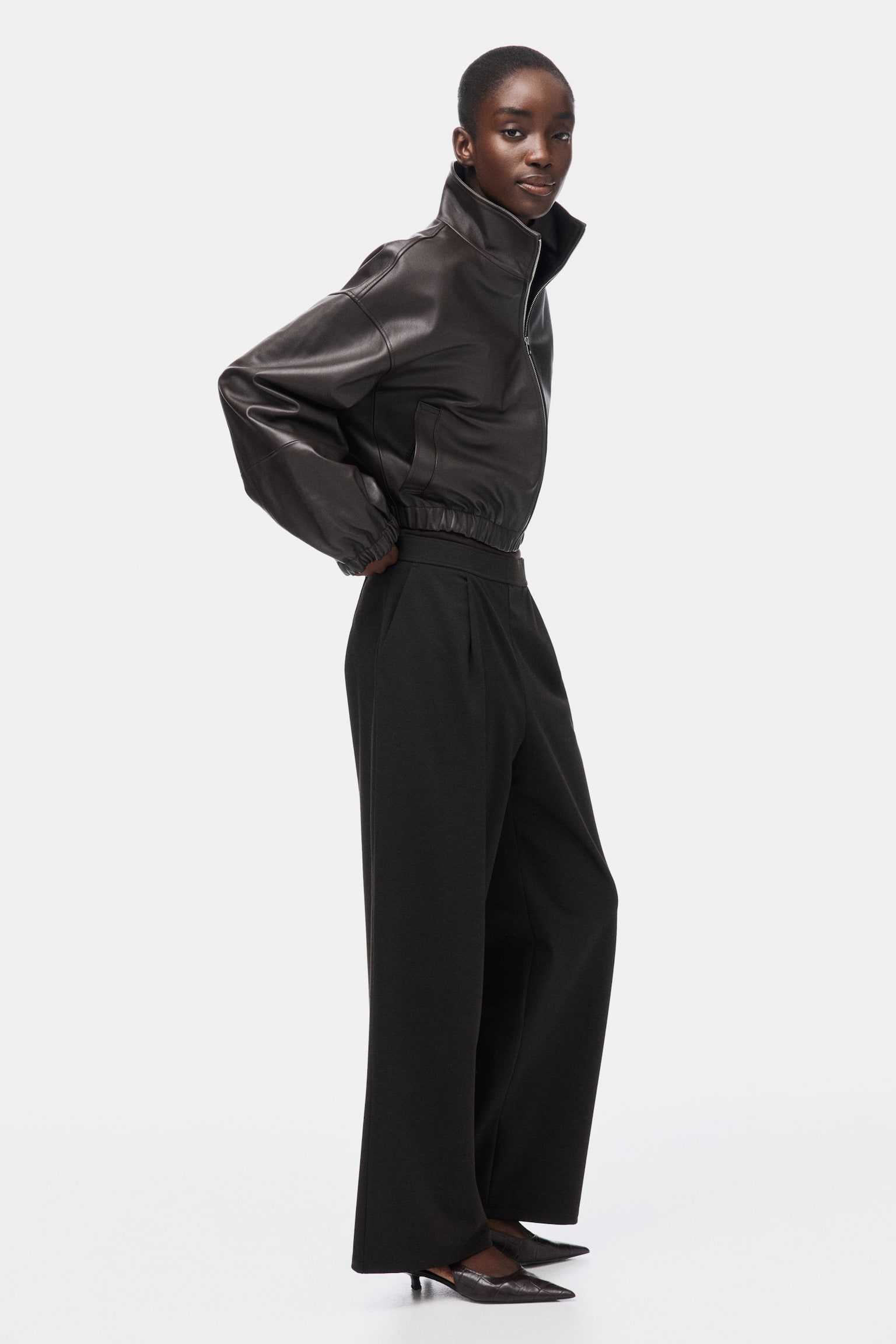 Wide trousers - Dark brown/Black/Dark grey marl/Pinstriped/Dark brown - 3