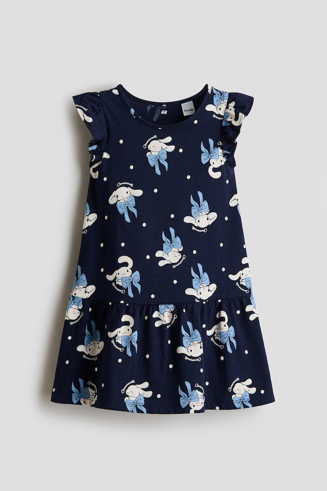 Printed cotton jersey dress - Navy blue/Cinnamoroll/Light dusty blue/Cinnamoroll/Pink/Cinnamoroll - 1