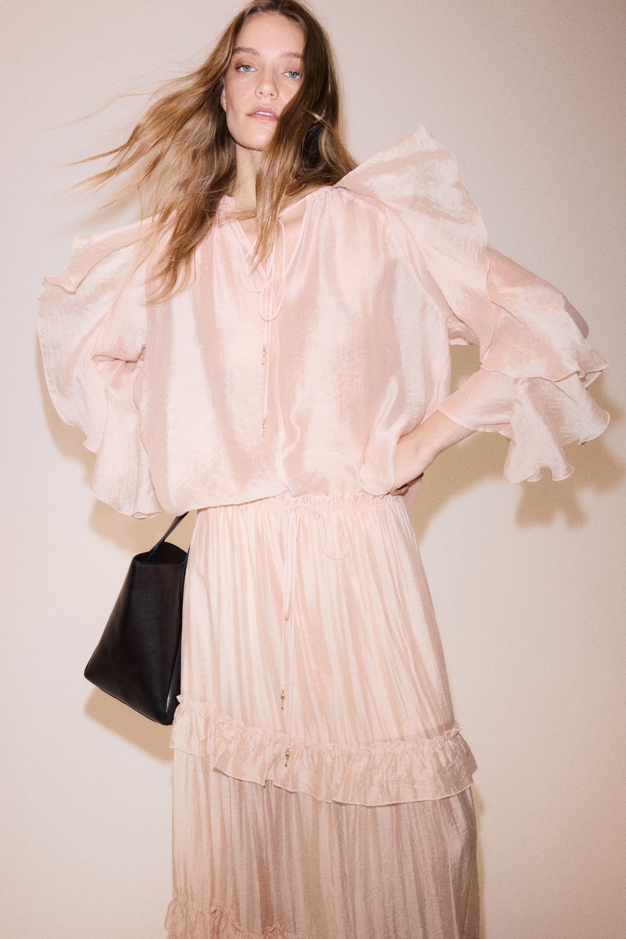 Flounce-Trimmed Blouse