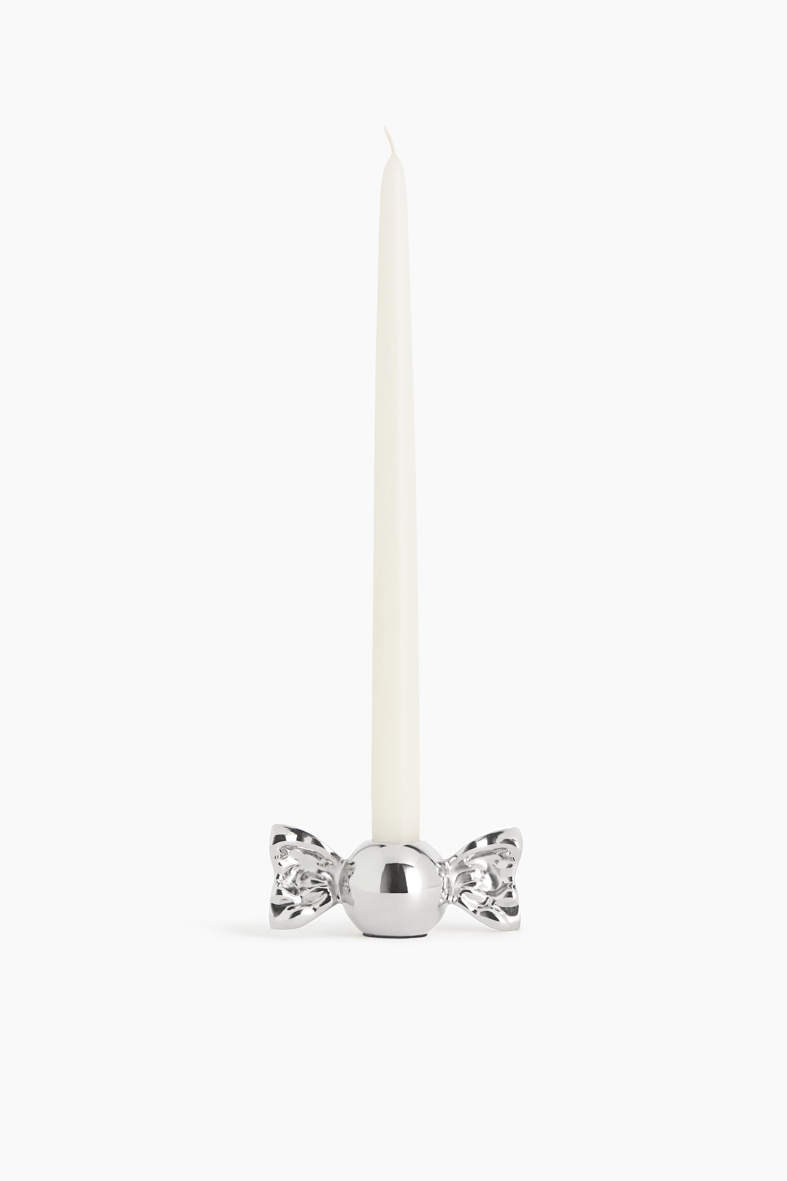 Candy-Shaped Metal Candlestick - Silver-colored/Gold-colored