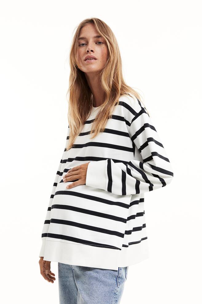 MAMA Before & After maternity/nursing sweatshirt - White/Striped - 4