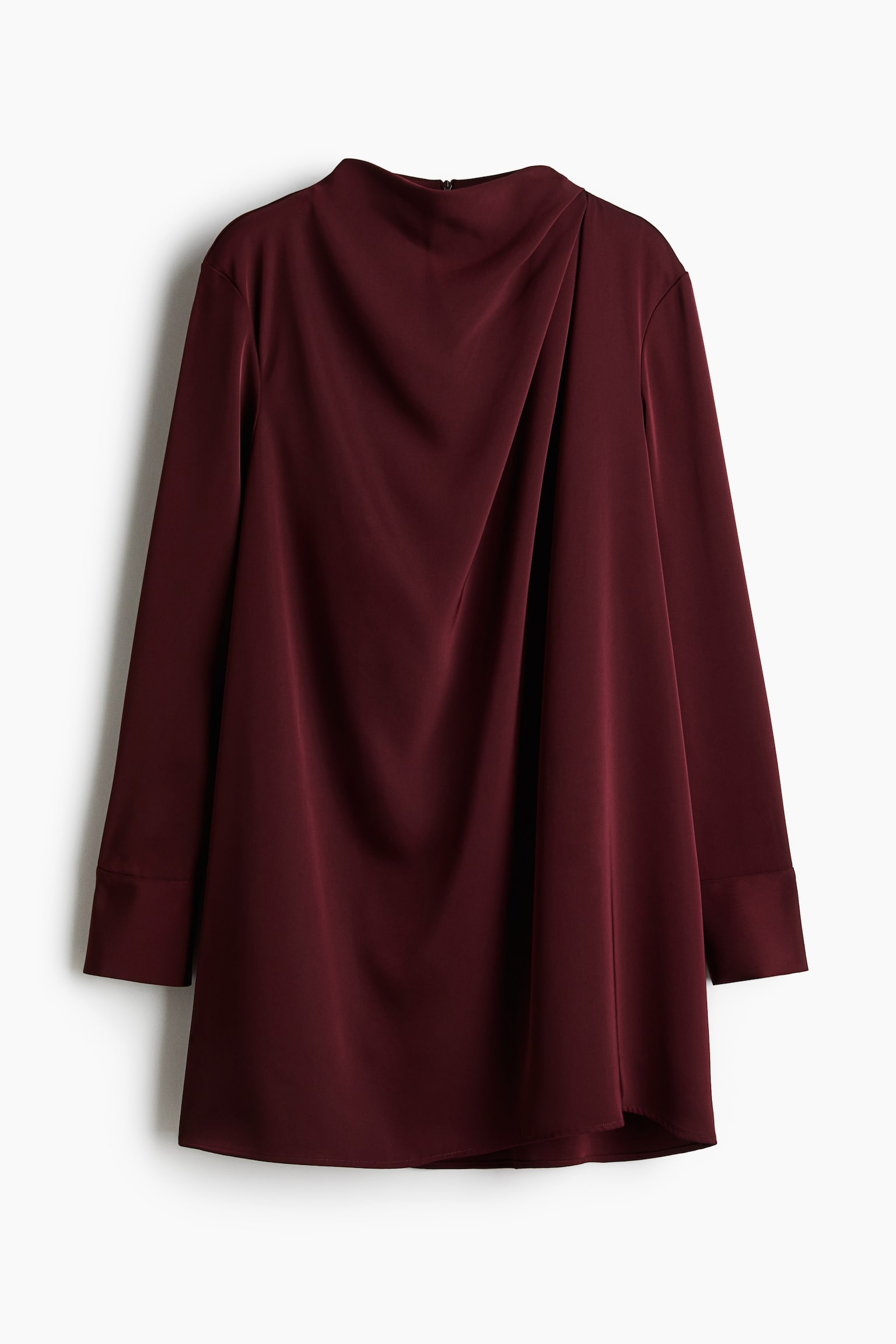 Draped twill dress - Burgundy/Black/Black/Patterned - 2