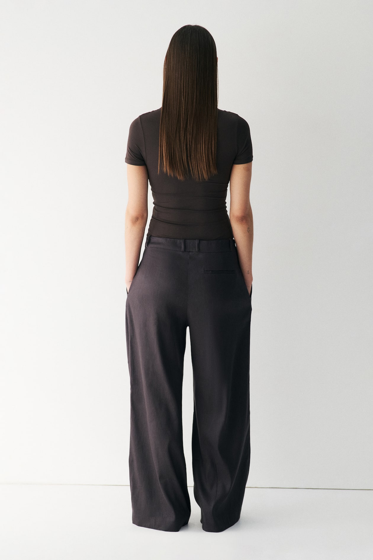 Wide-Leg Linen-Blend Dress Pants - image 2