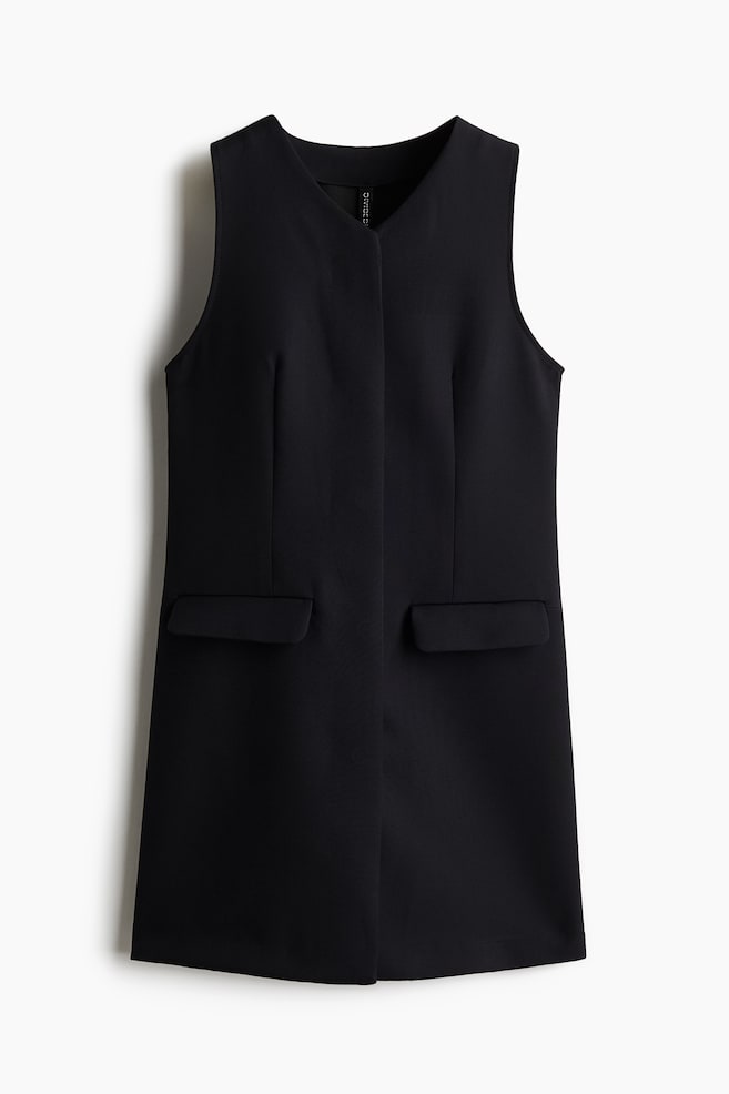 Robe sans manches avec poches décoratives - Noir - 1