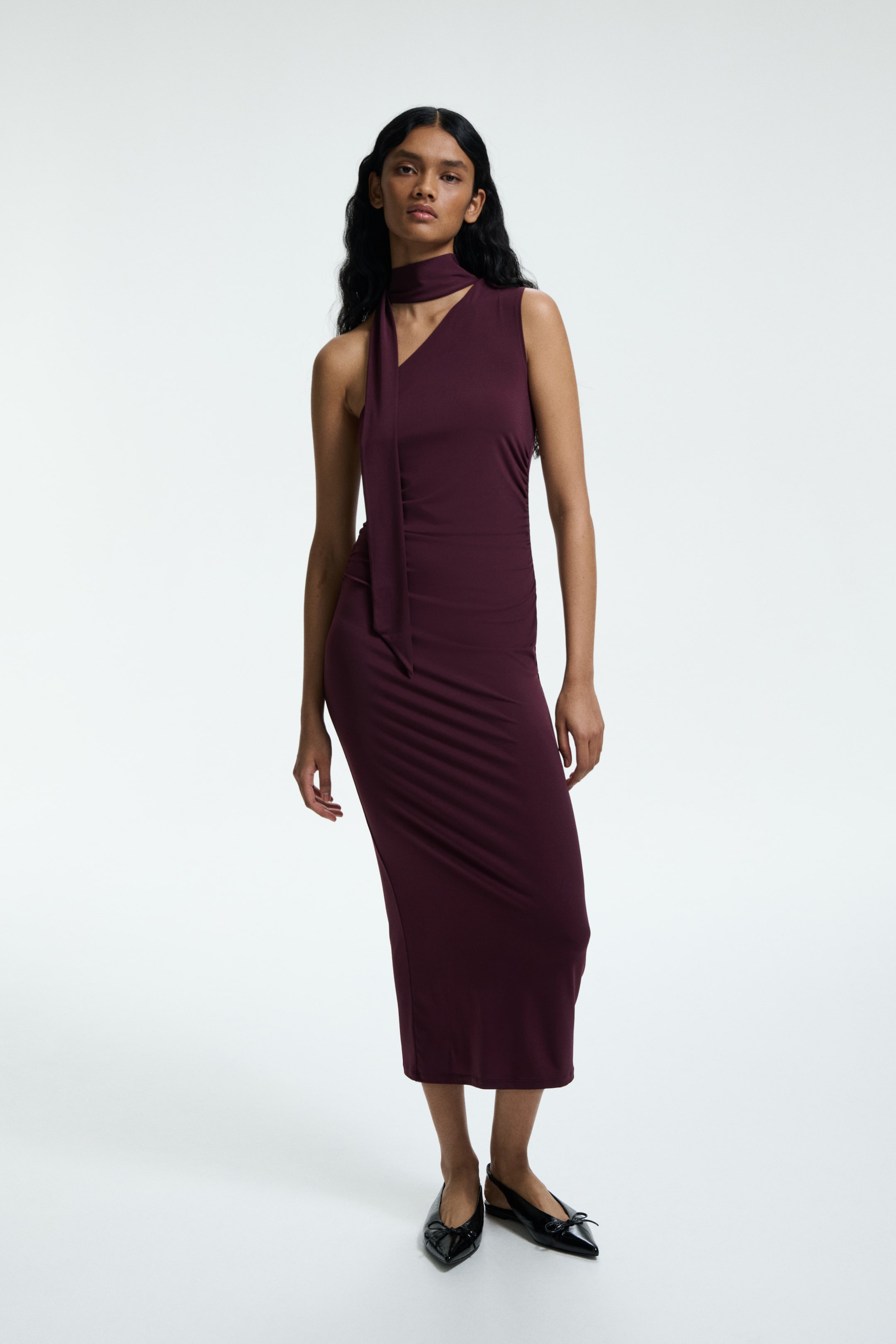 View larger image: Draped one-shoulder dress - Plum red - Ladies | H&M GB 2