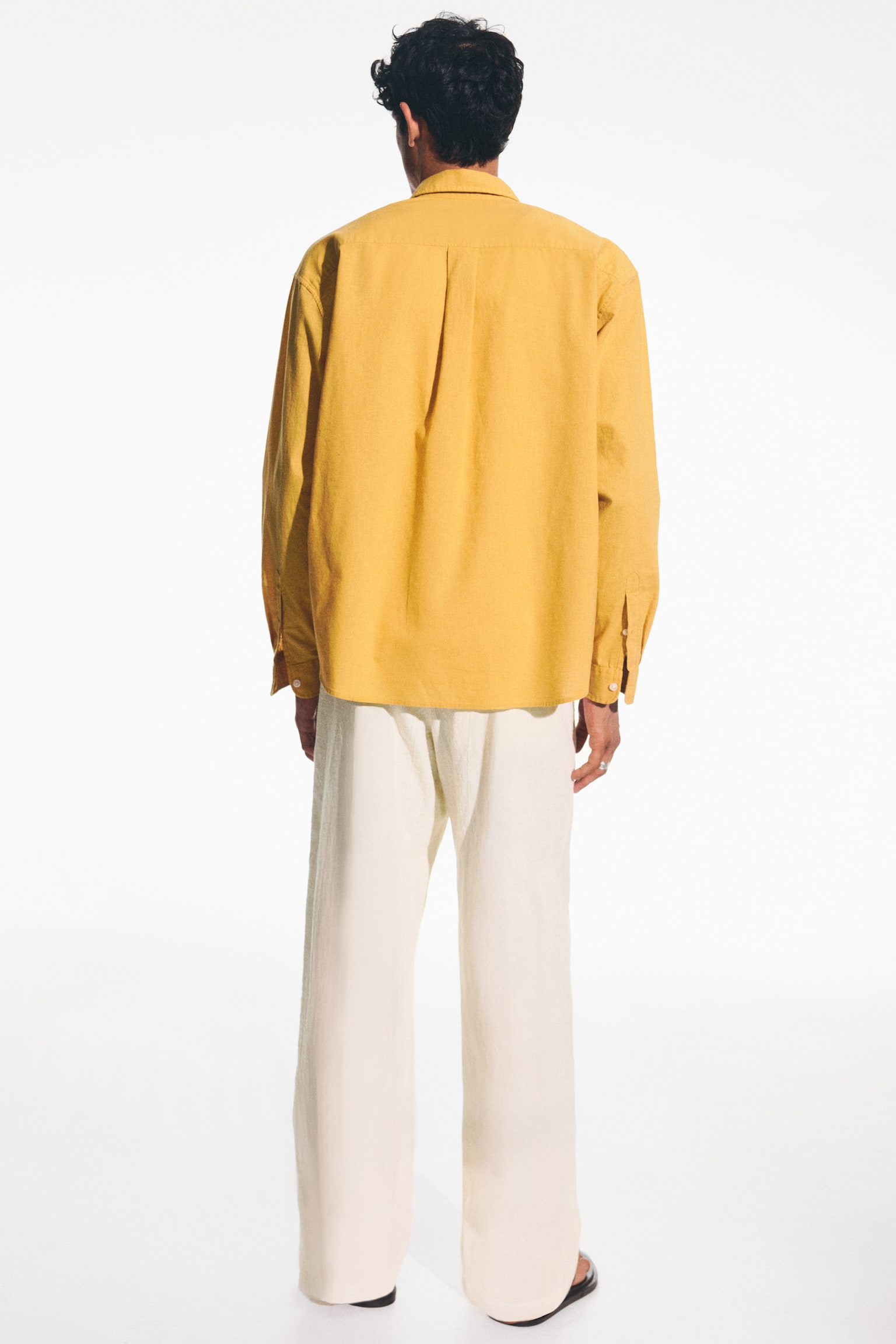 Relaxed Fit Textured cotton trousers - White/Dark brown - 6