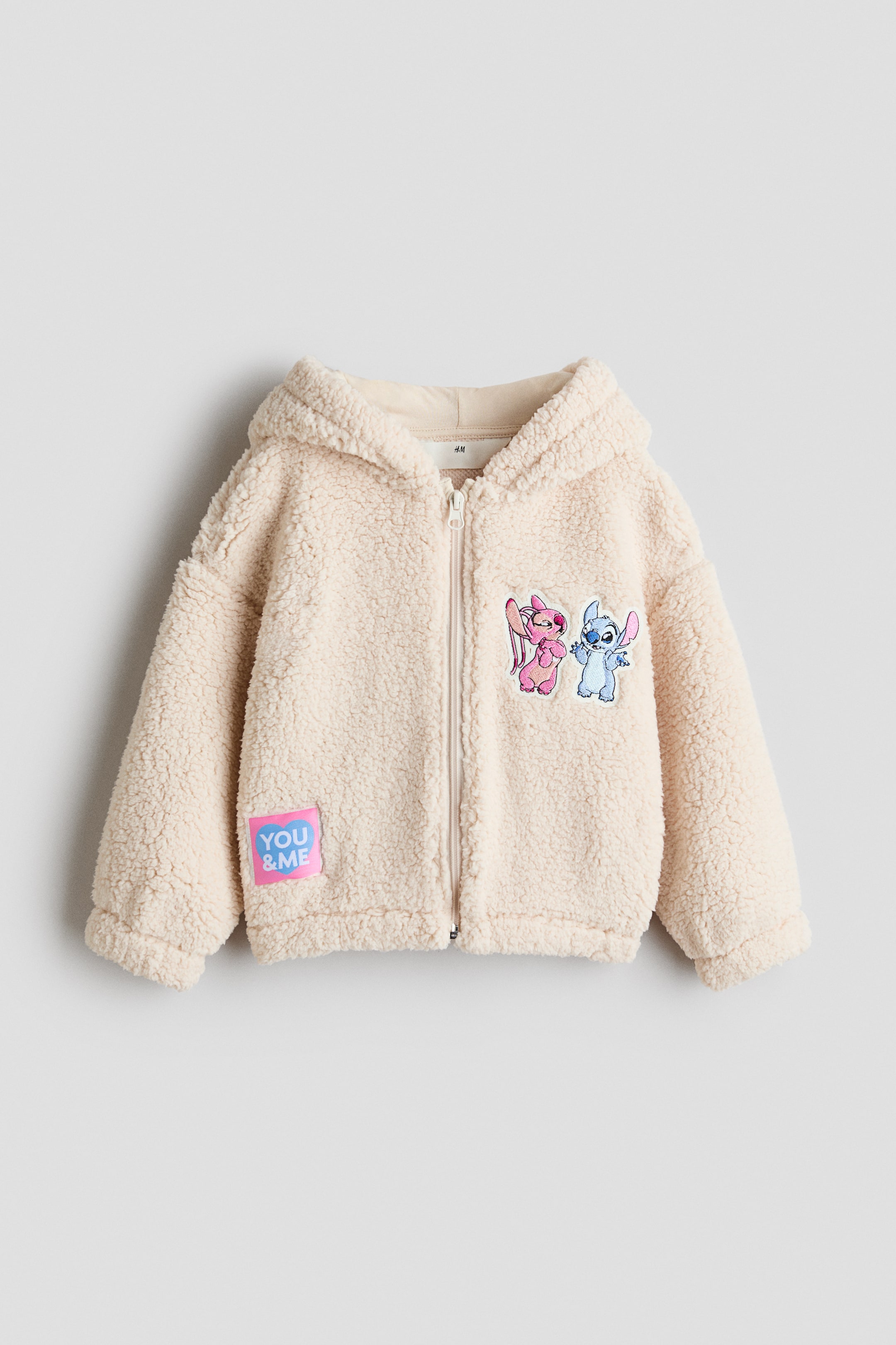 View larger image: Hooded Teddy Fleece Jacket - Light beige/Lilo & Stitch - Kids | H&M PH 1