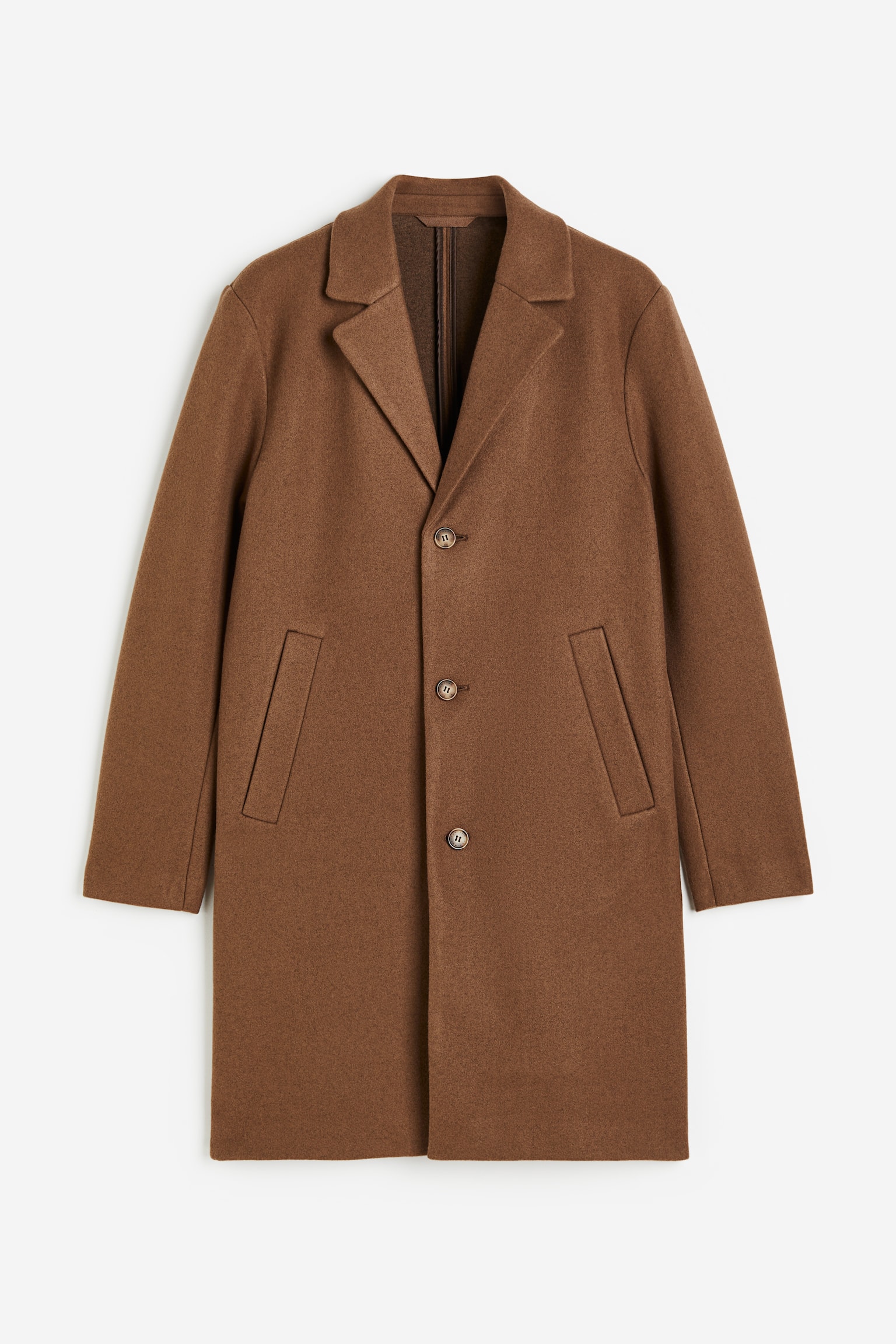 Wool Blend Coat - Brown/Dark beige/Grey - 1