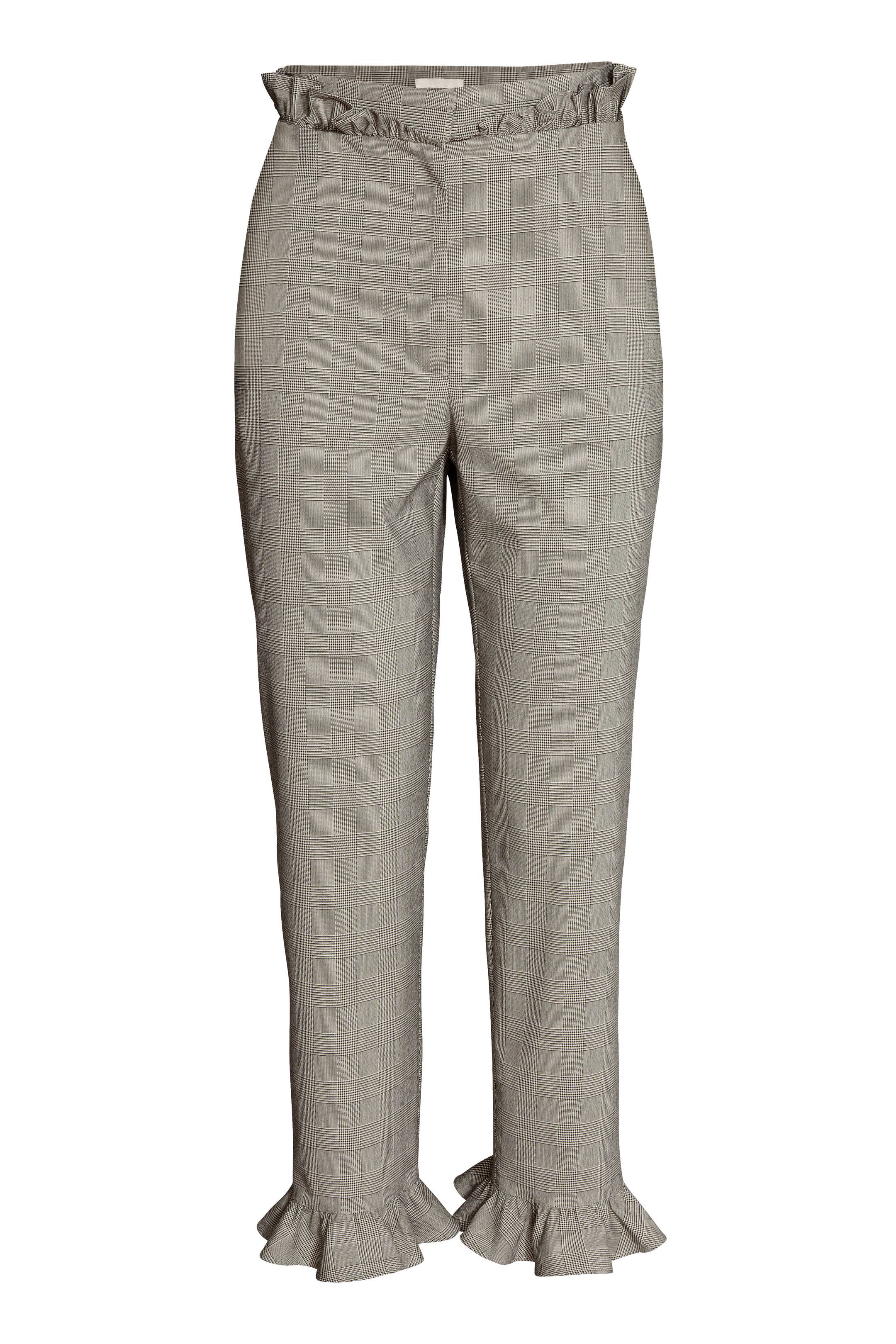 Grotere afbeelding bekijken: Broek met volants - Grijs/geruit - DAMES | H&M NL 1
