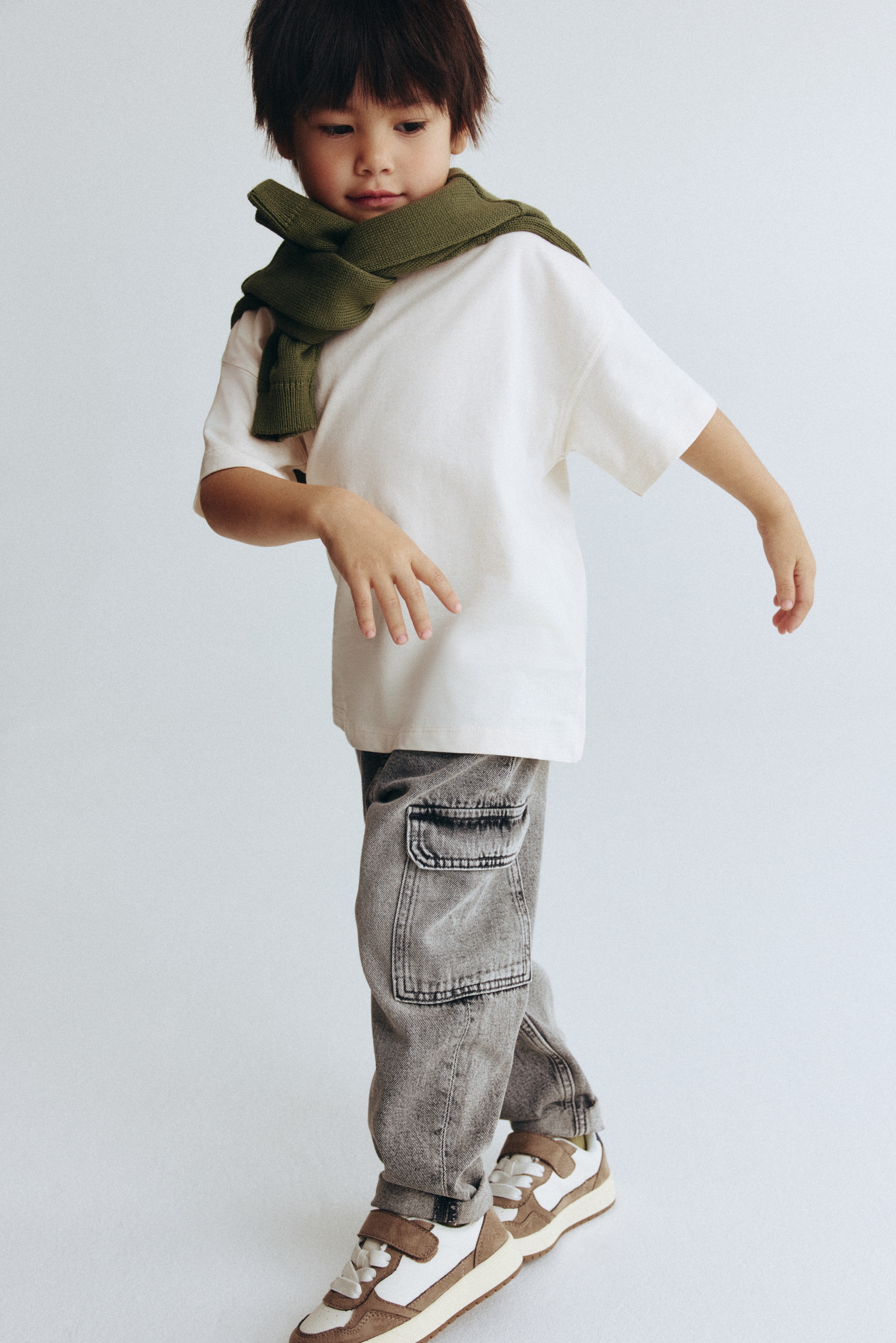 Relaxed Tapered Fit Jeans-Gris denim clair