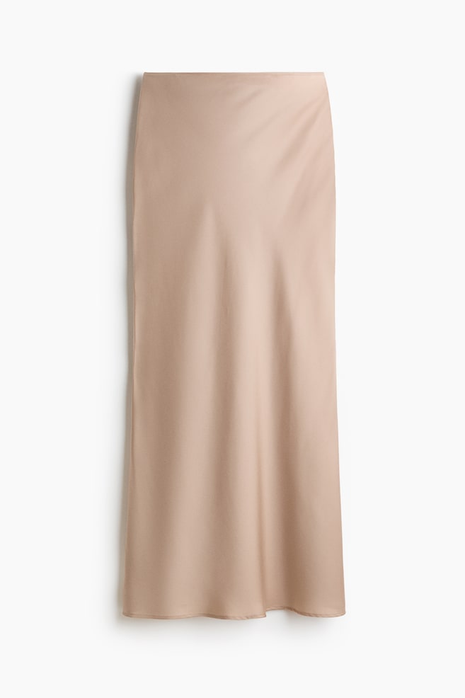 Maxifalda de satén con efecto arrugado - Beige/Marrón - 1