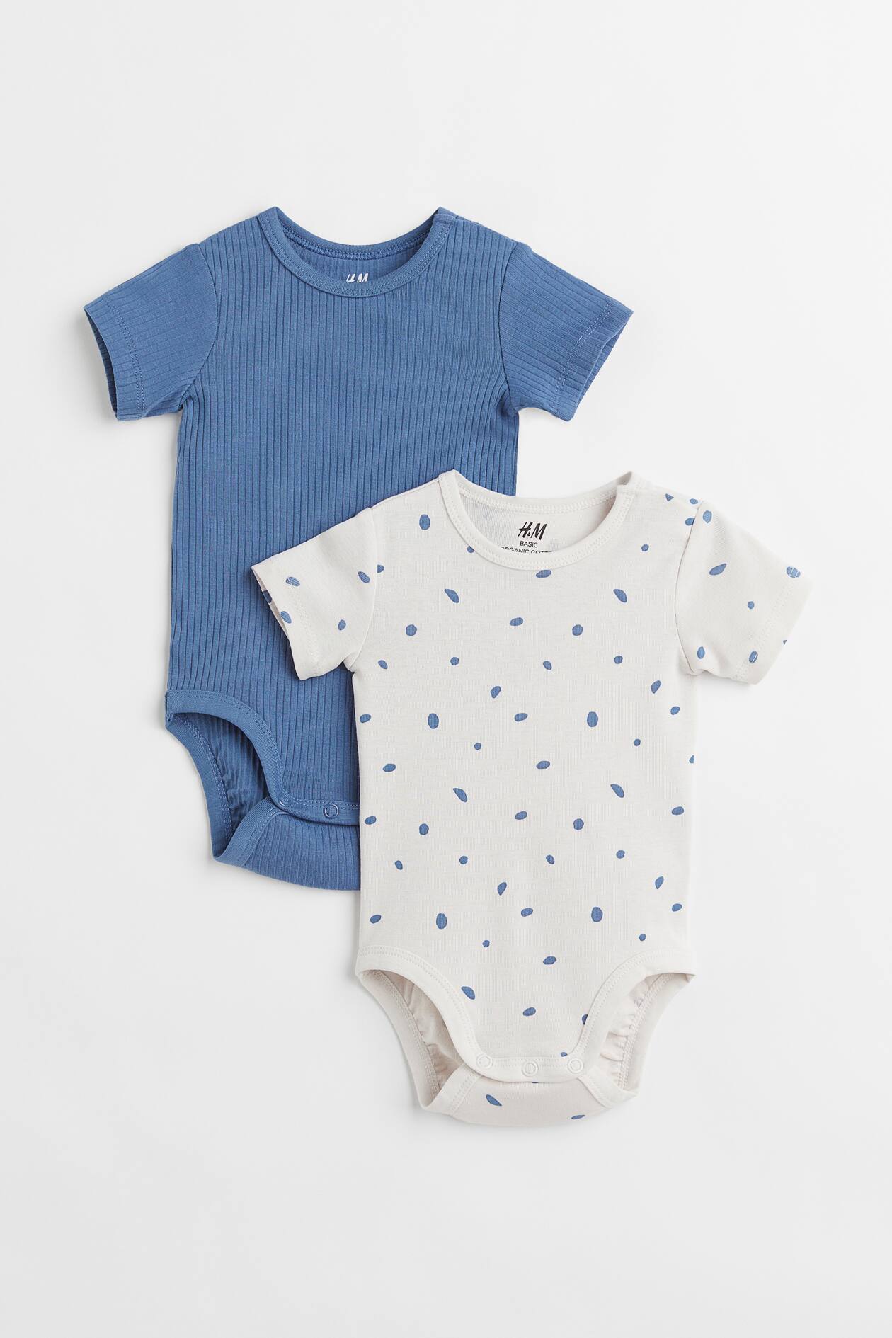 2-pack Cotton Bodysuits - Blue/white - Kids | H&M US