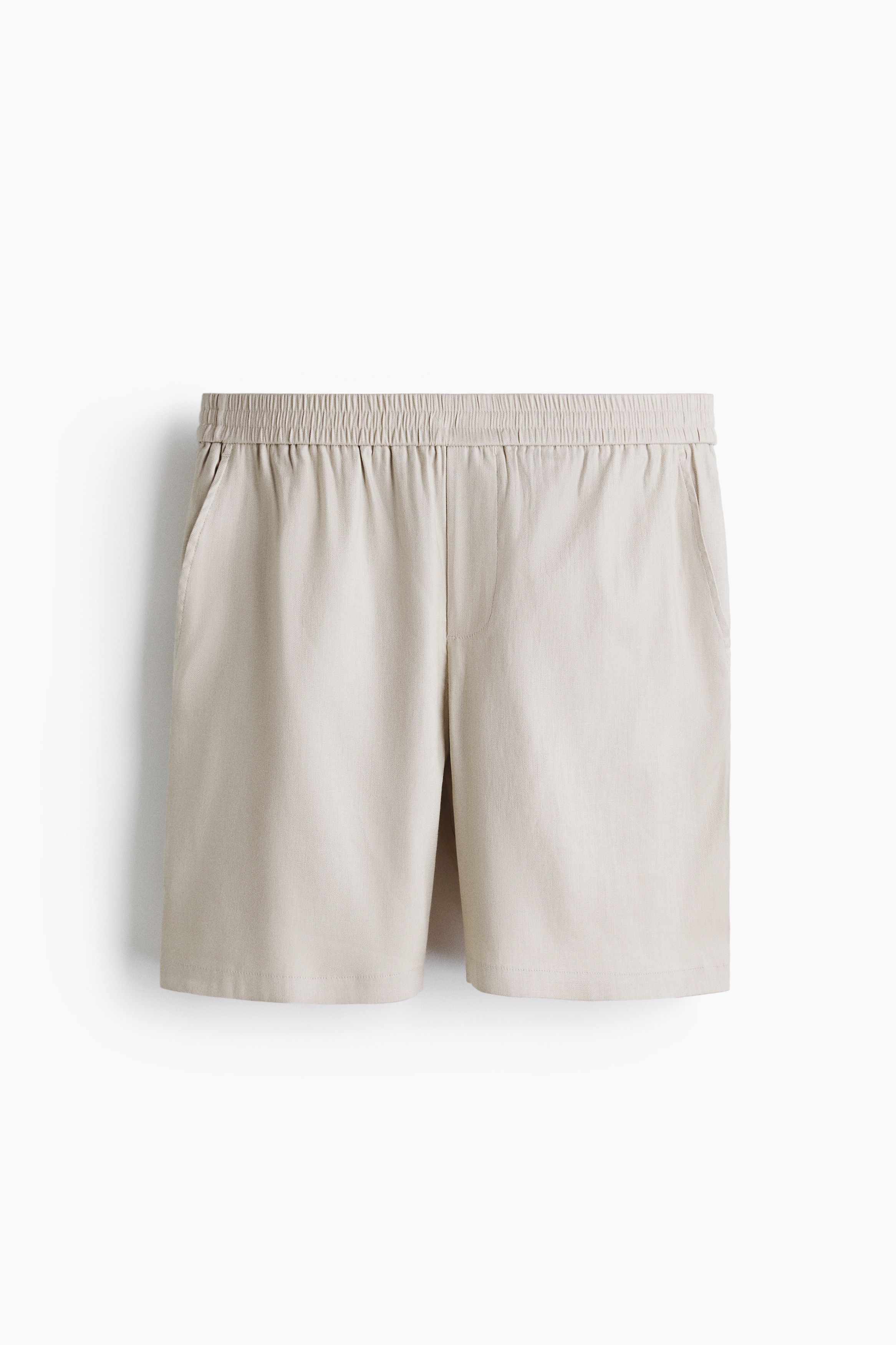 Relaxed Fit Linen-blend shorts - Beige/Navy blue