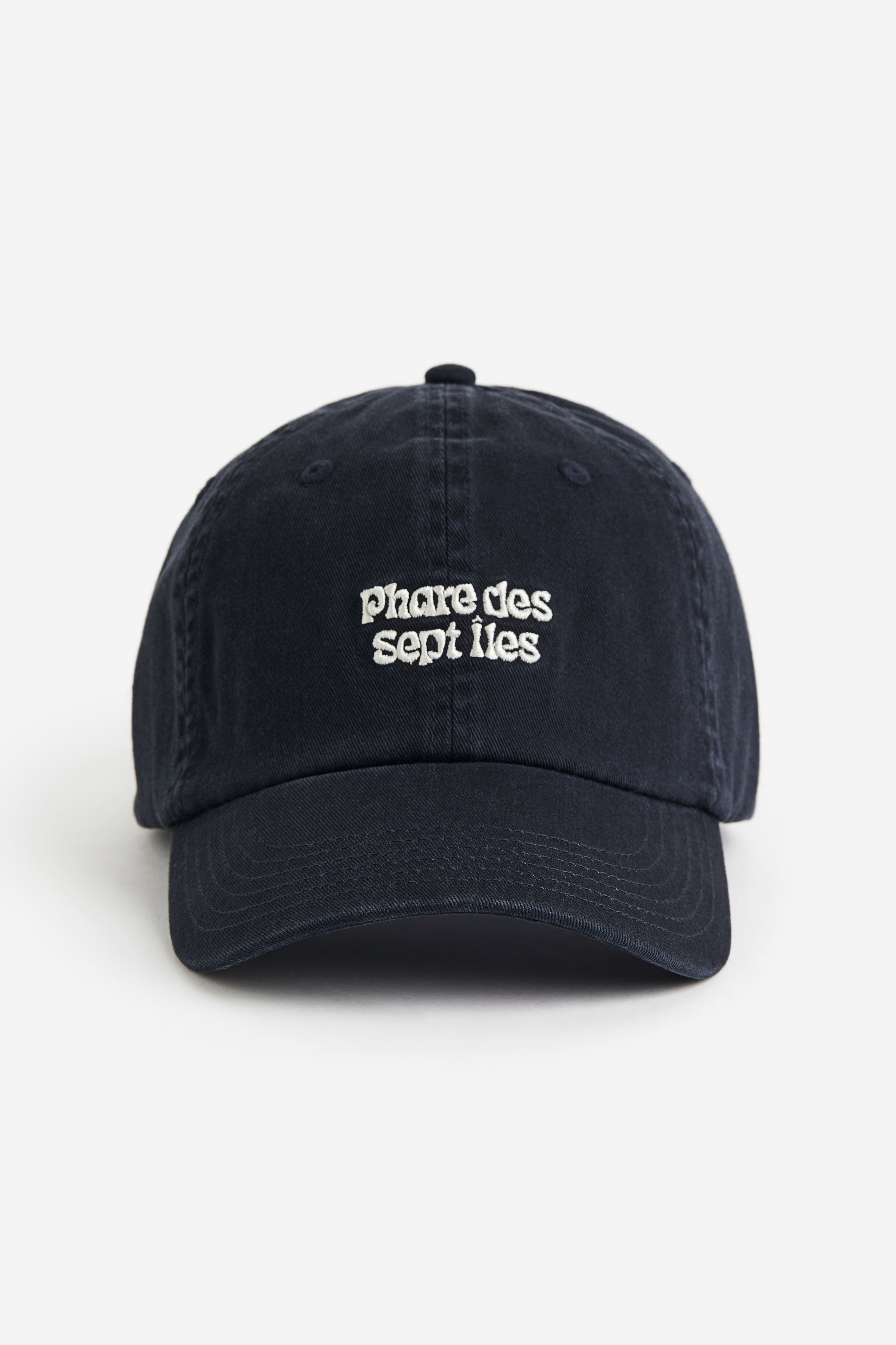 Cotton Cap with Embroidery Dark blue Phare des Sept Iles Men H M US