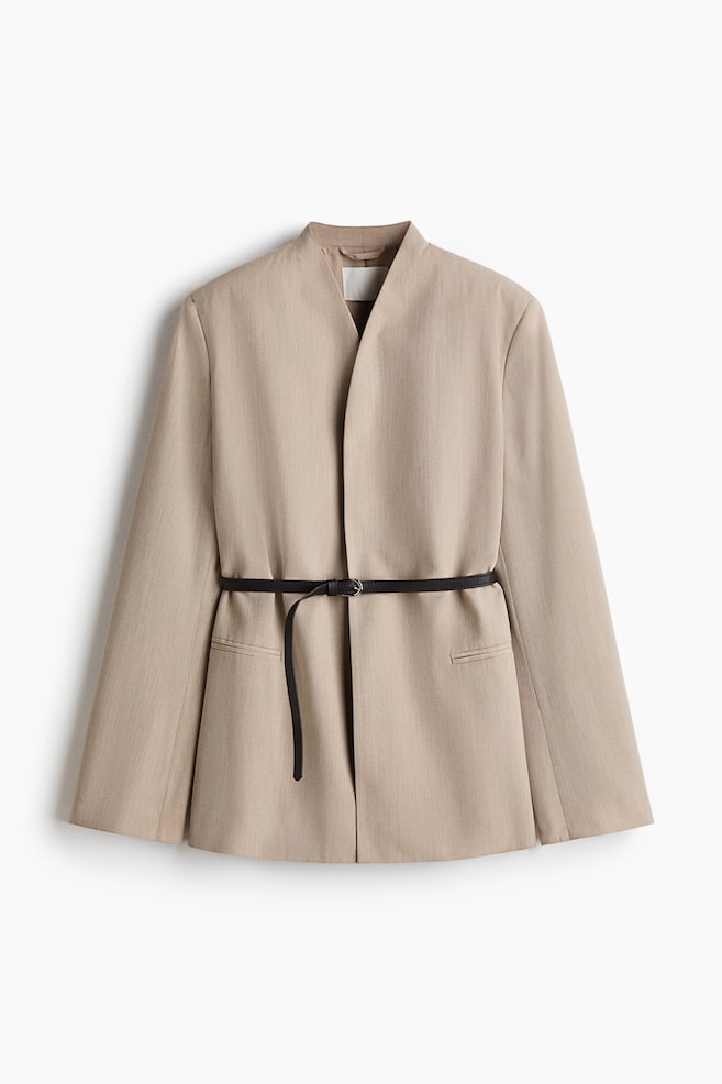 Belted Jacket - Beige - 1