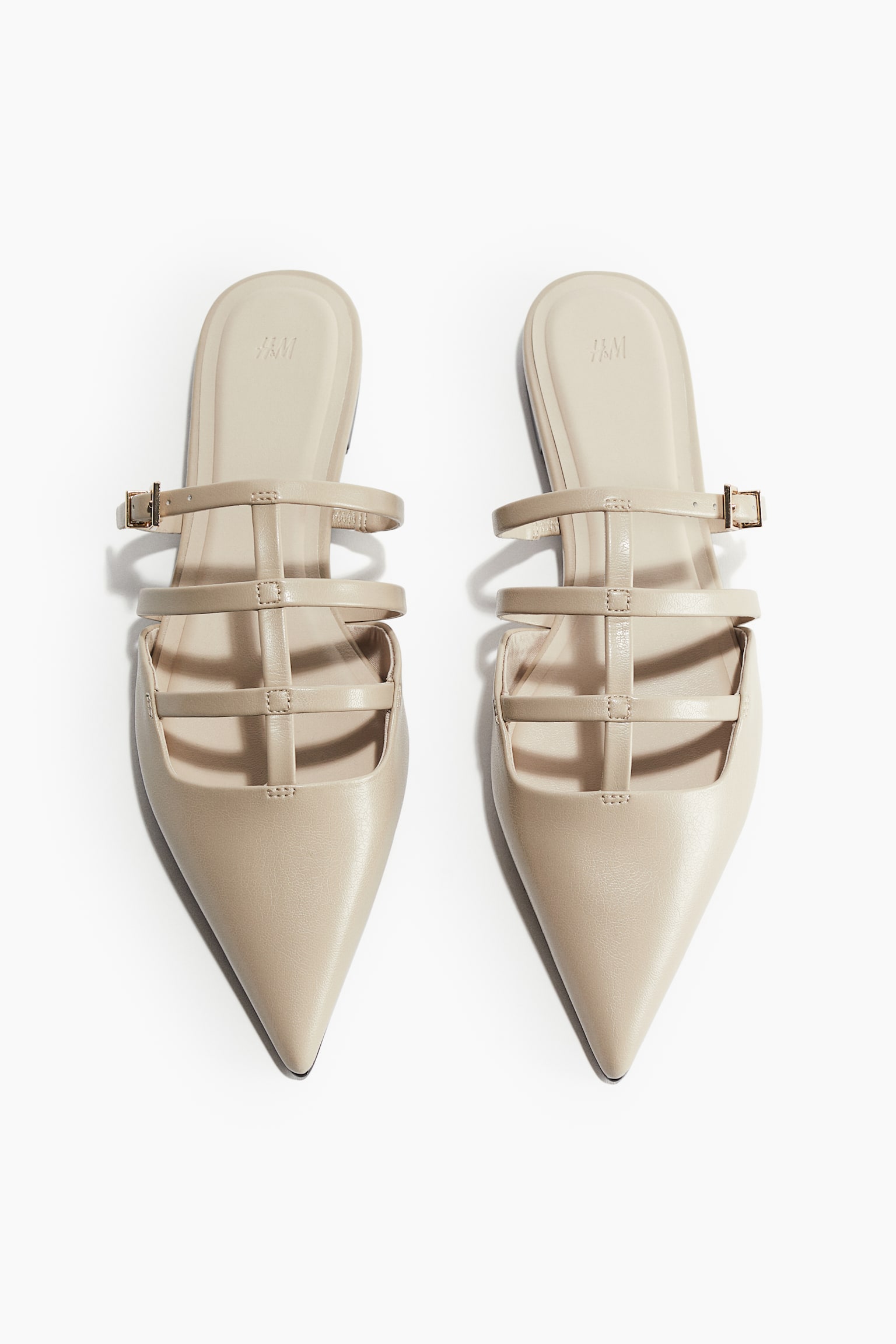 Pointed Mules - Light beige/Black - 2