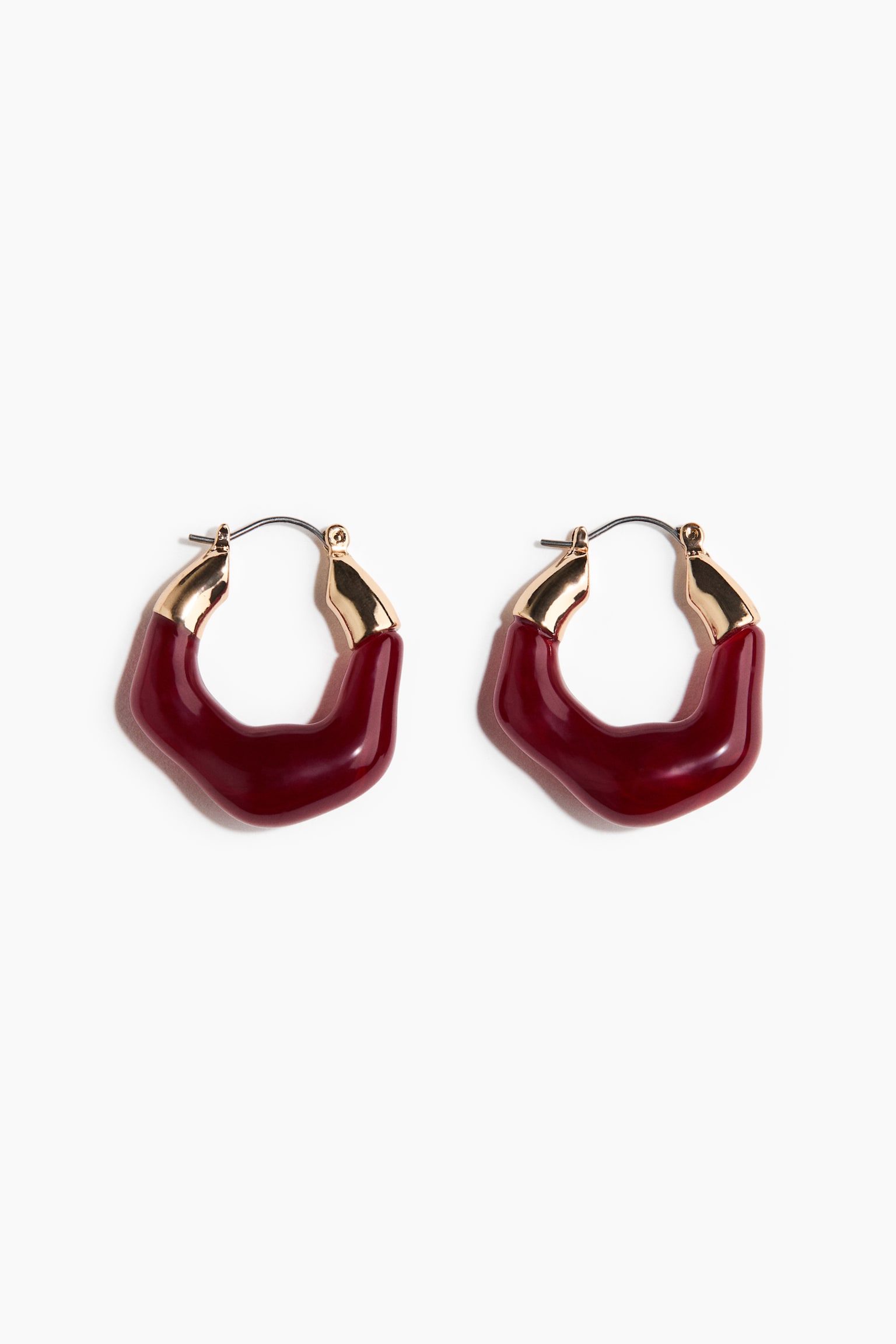 Hoop Earrings - Dark red/gold-colored