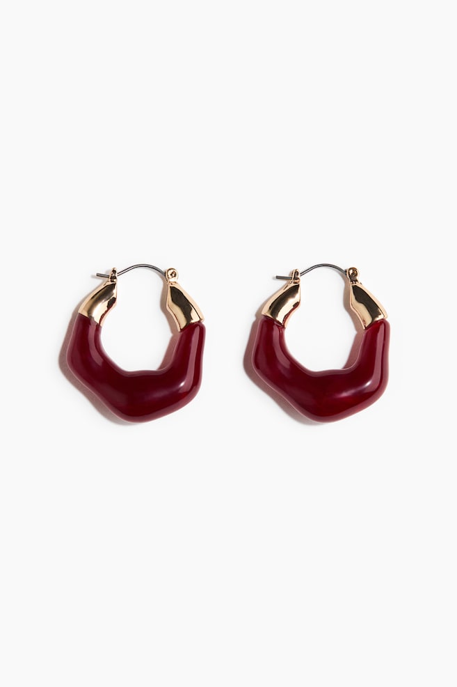 Hoop Earrings - Dark red/gold-colored - 1