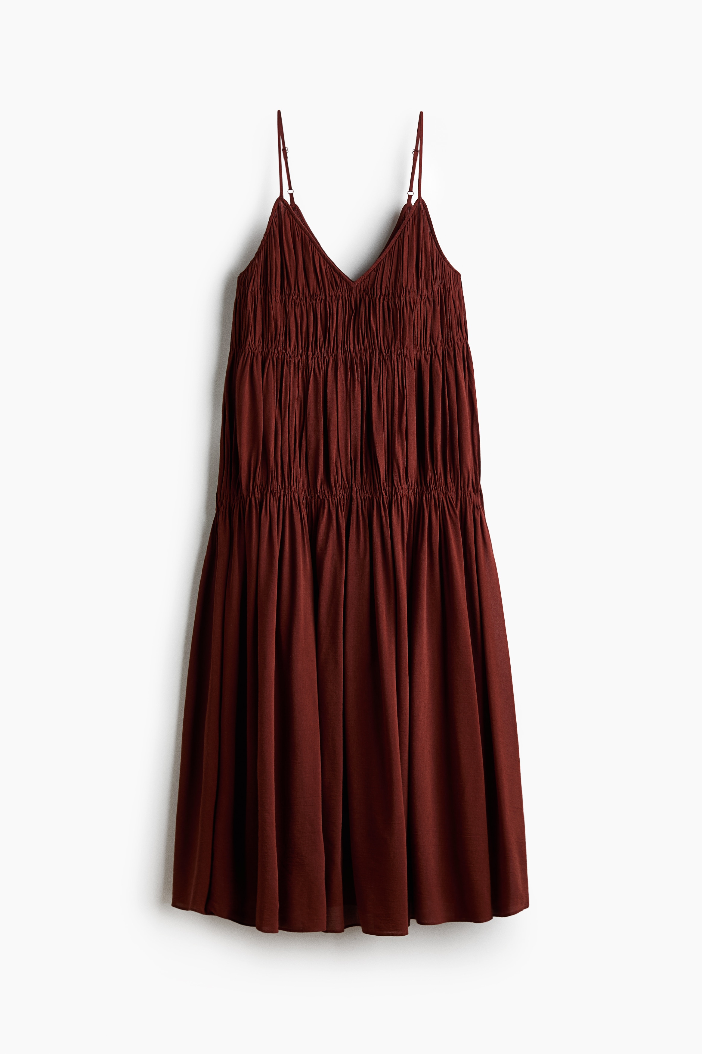 Vestido de alças com franzido smock