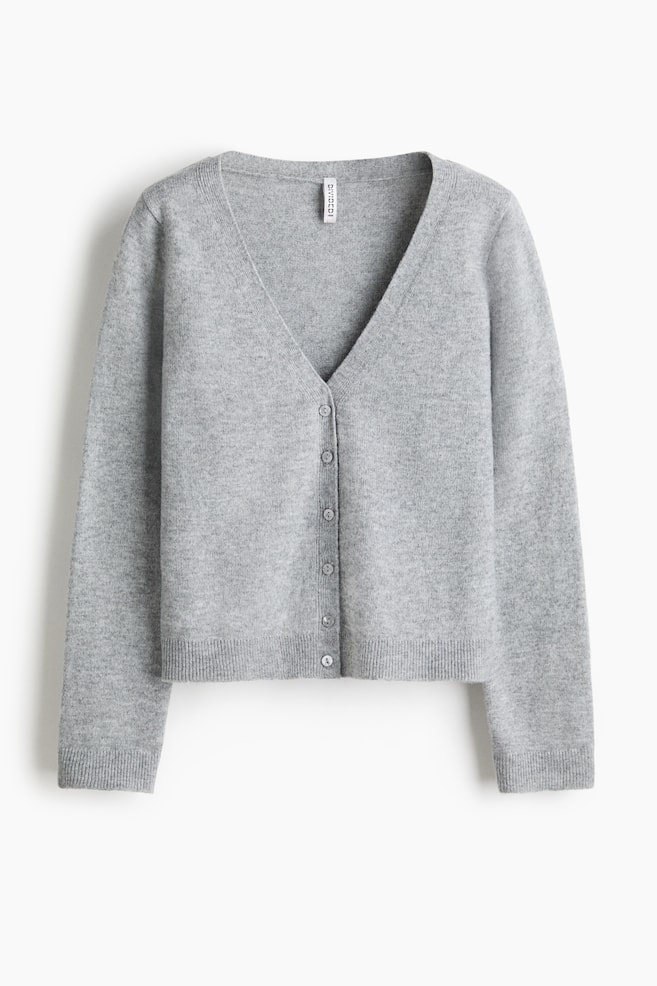 Cardigan cu decolteu în V - Gri-deschis melanj/Roz-deschis/Bej-deschis - 1