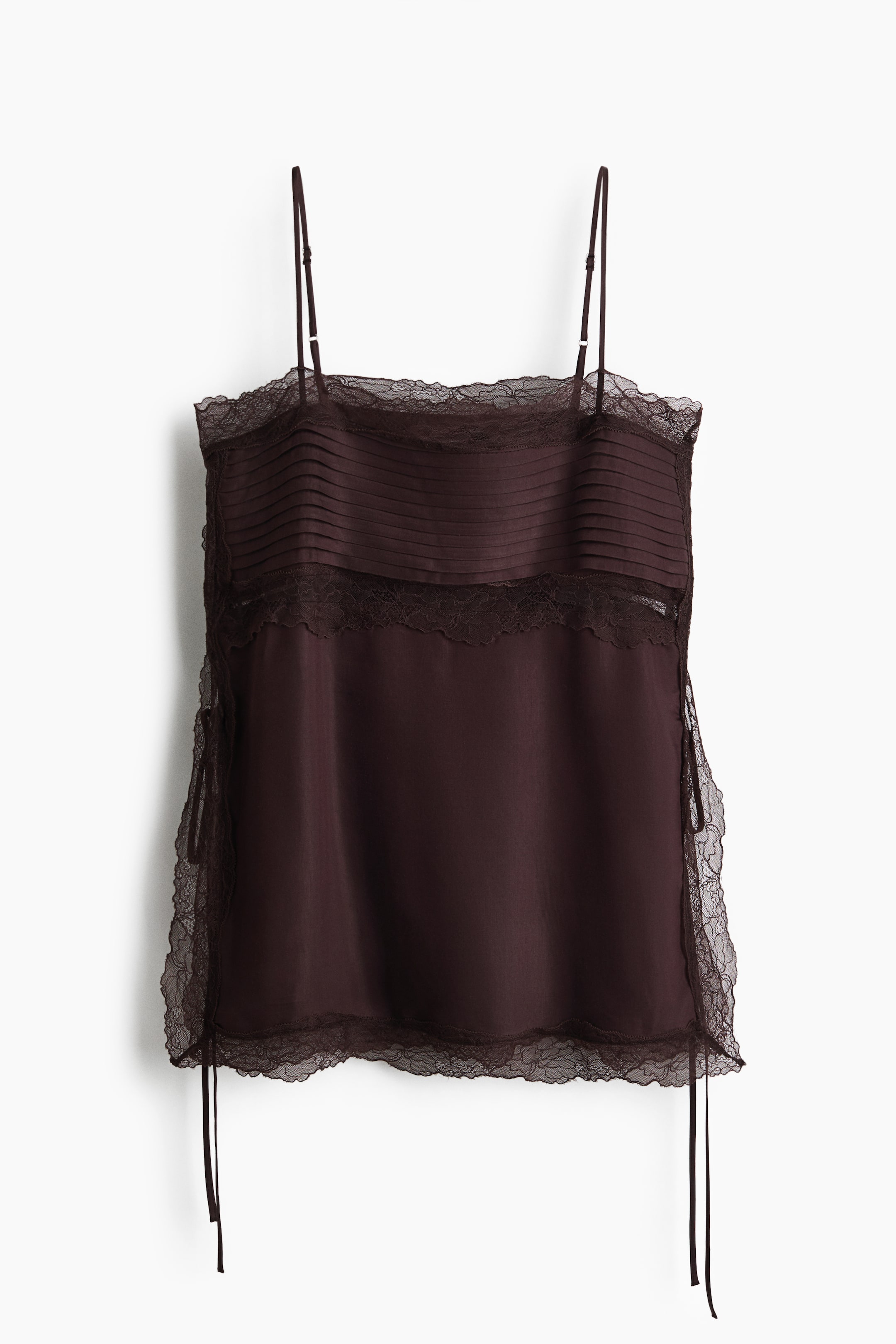 View larger image: Lace-trimmed strappy top - Dark brown - Ladies | H&M GB 5