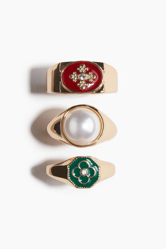 3-pack rings - Gold-coloured - 1