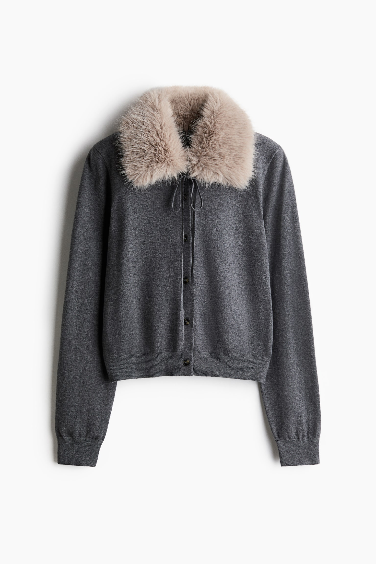 Женский кардиган H&M Cardigan with Collar, цвет: Тёмный серый — фото 1