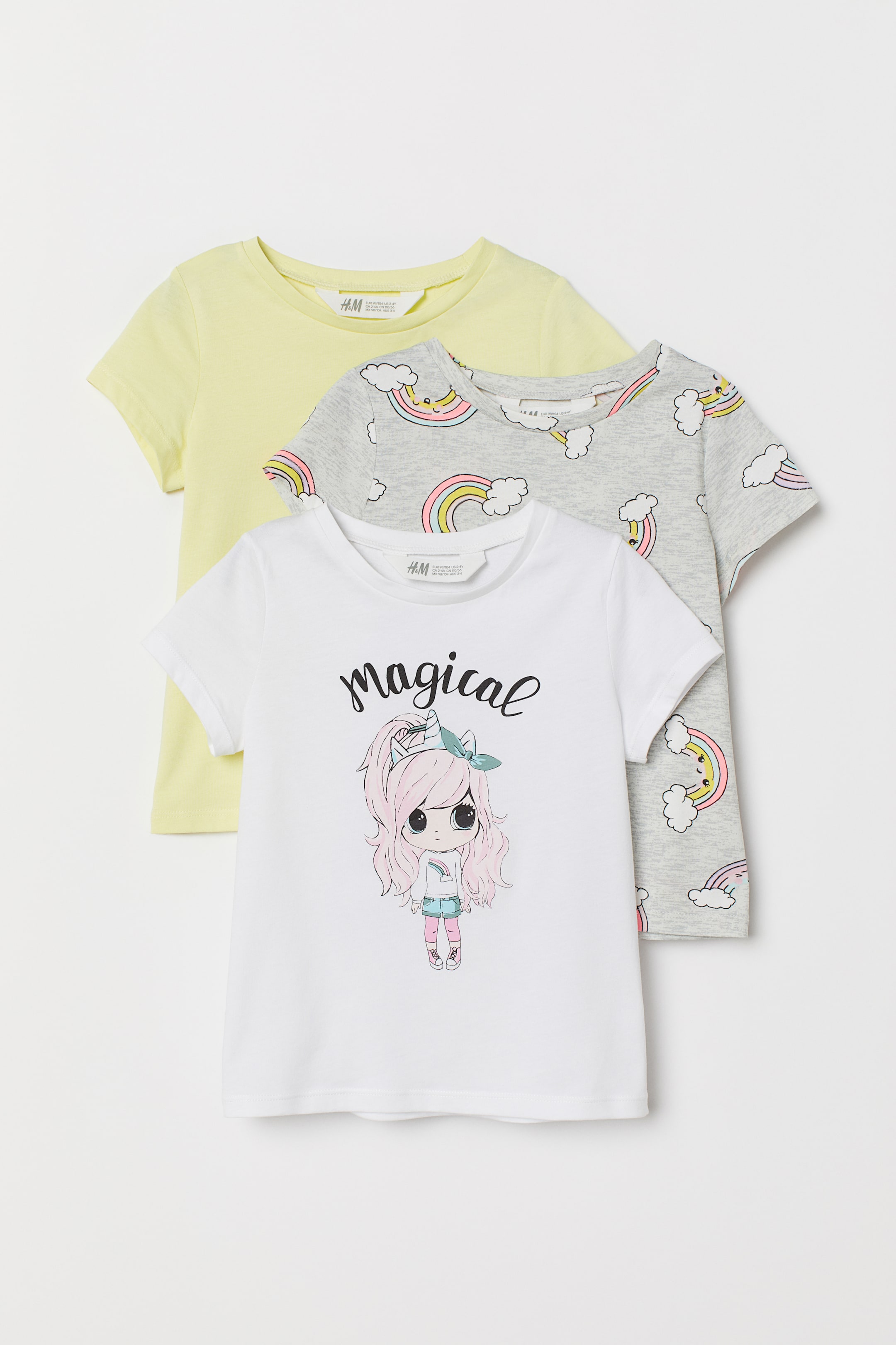 Größeres Bild ansehen: 3er-Pack Jerseyshirts - Hellgelb/Magical - Kids | H&M DE 1