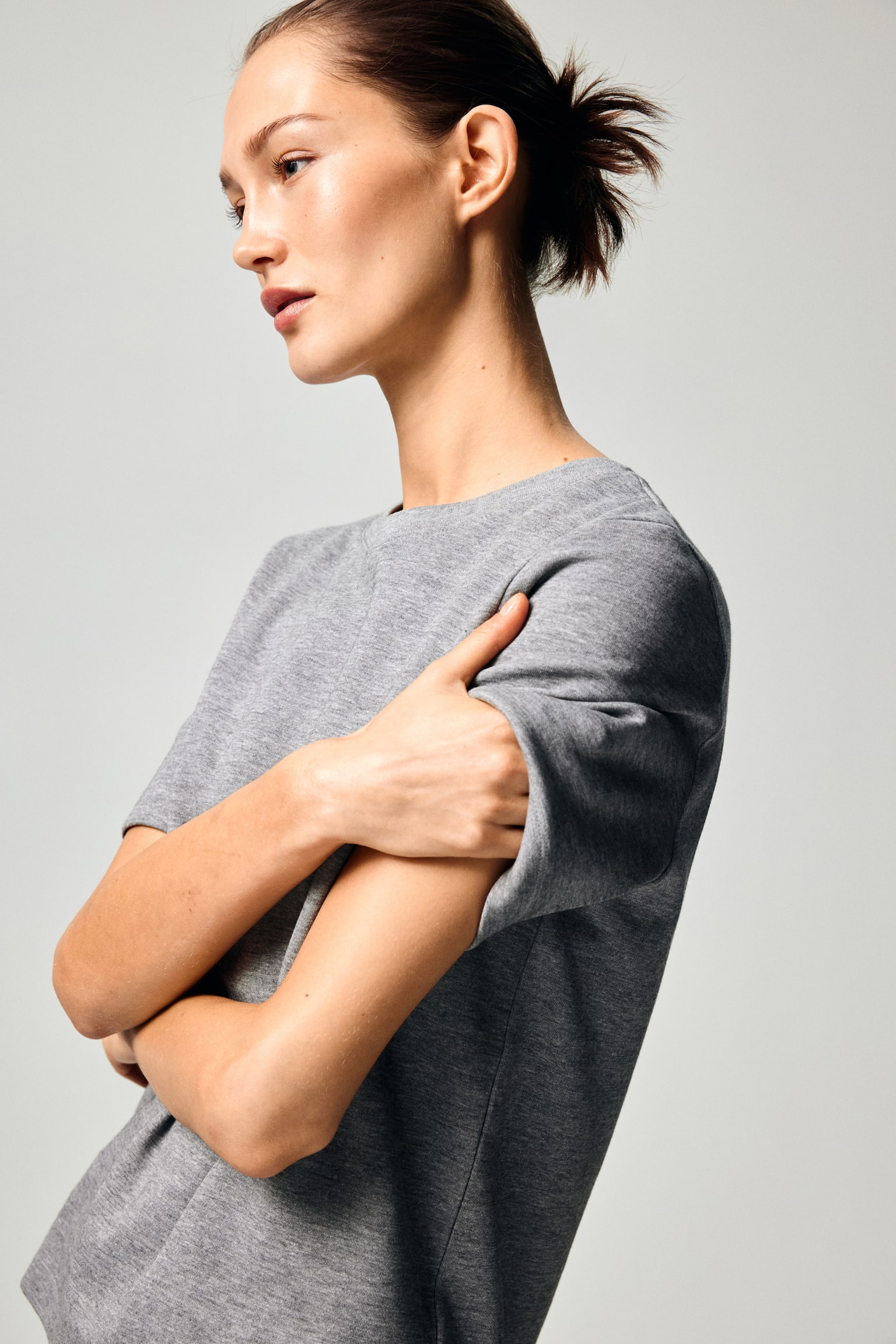 Interlock T-shirt - Grey marl/White/Dark brown/Black - 5