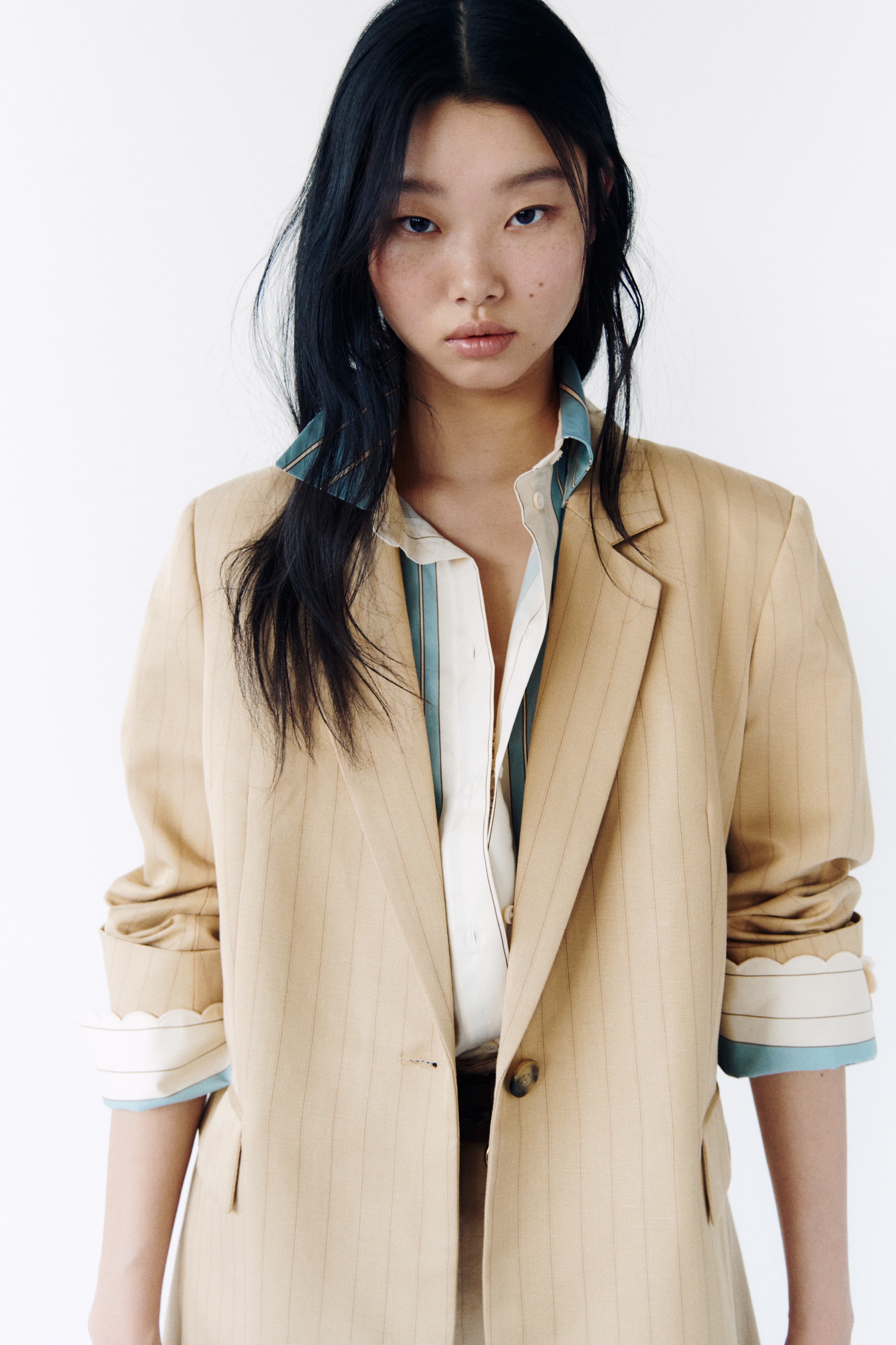 Linen-blend blazer