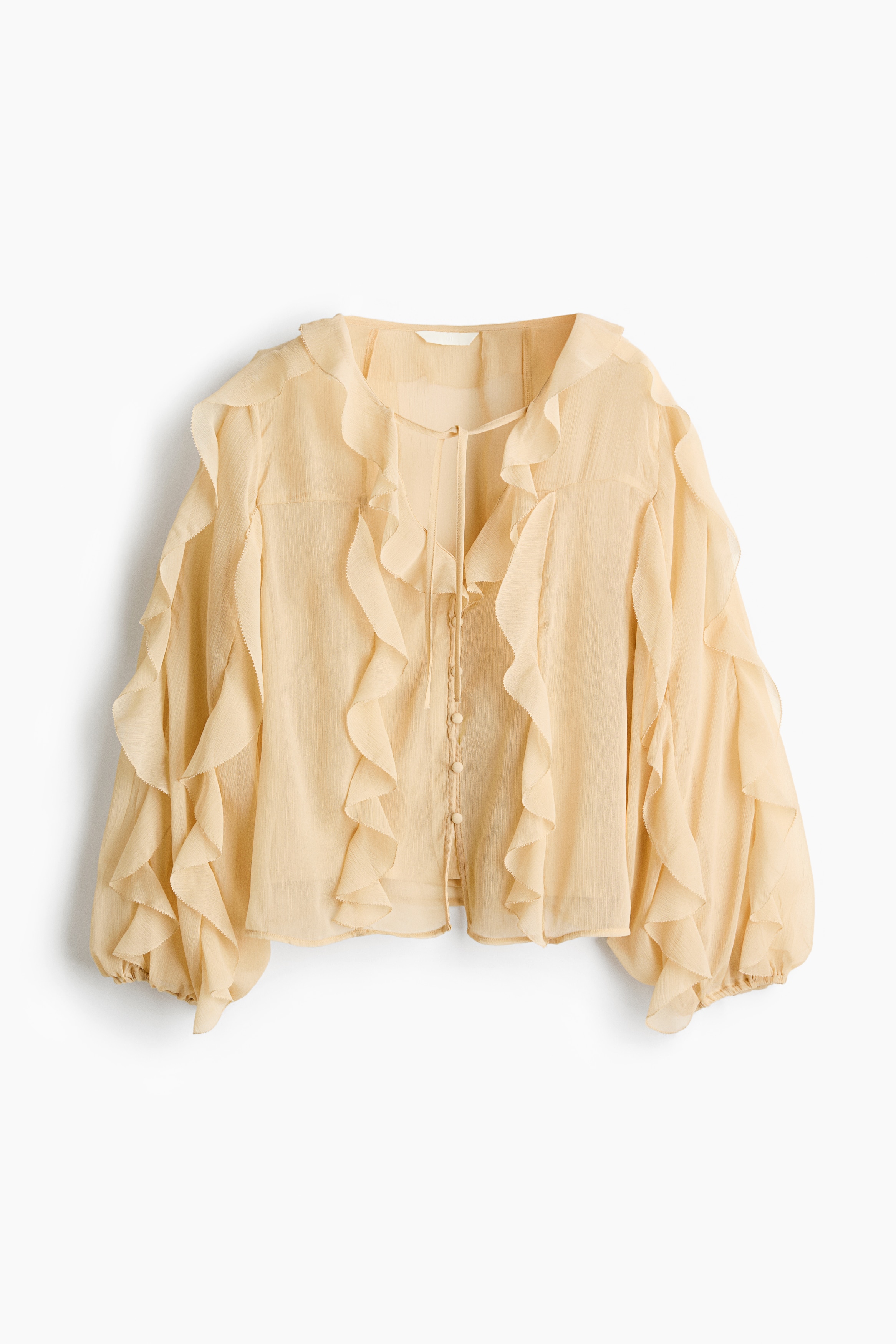 Flounced chiffon blouse - Beige