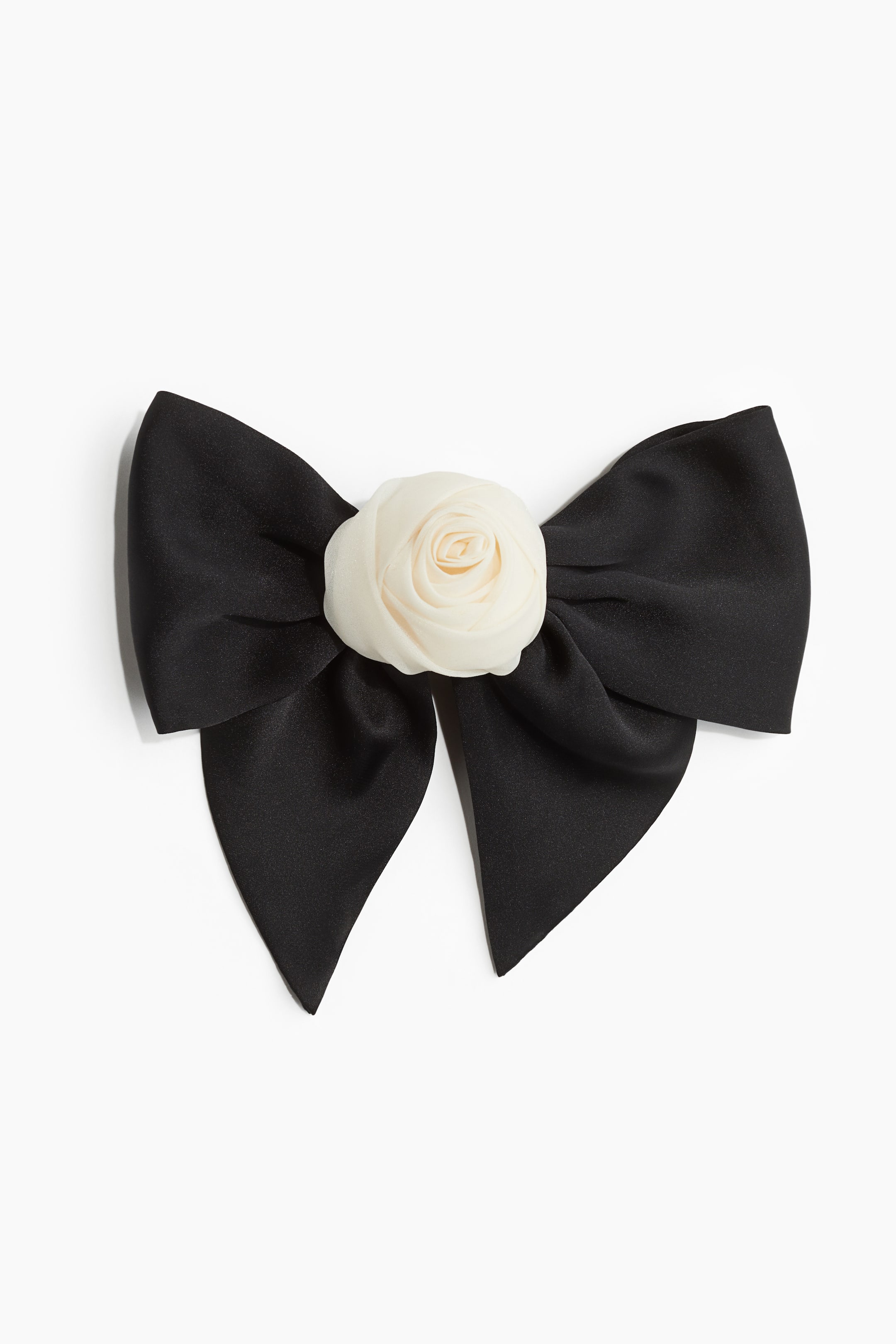 Flower-Detail Bow Hair Clip