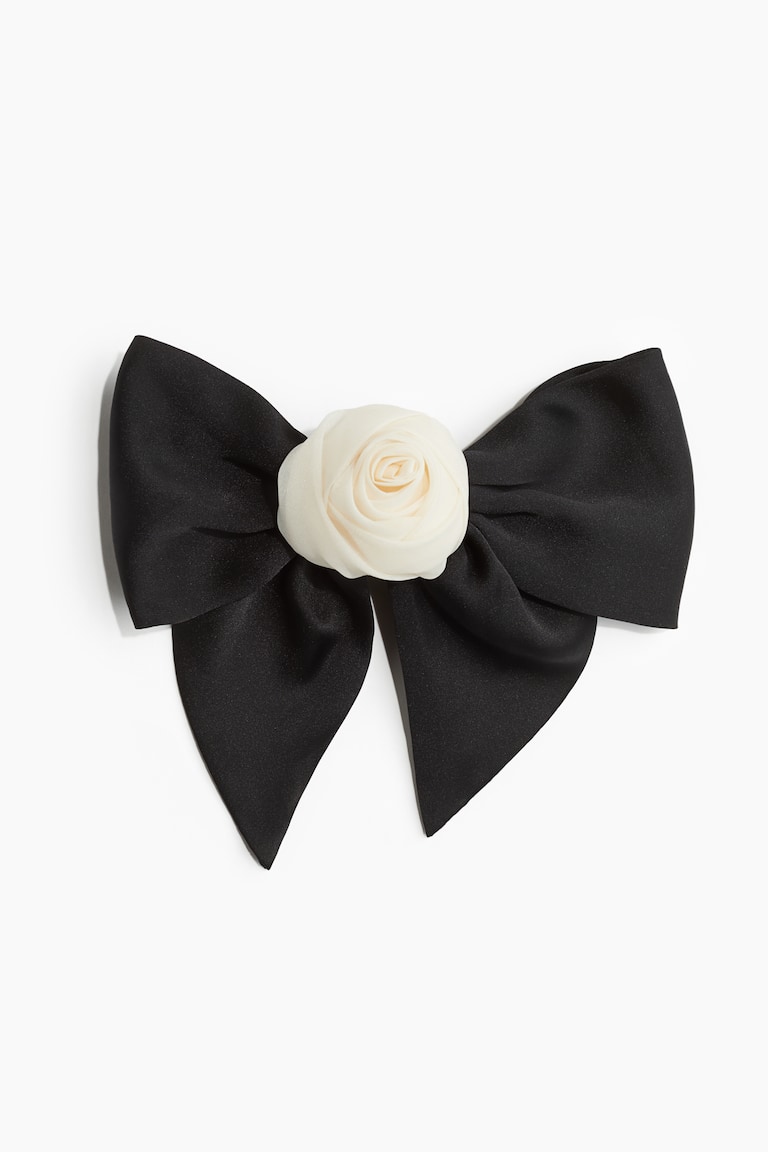 Flower-detail bow hair clip - Black/Cream - Ladies | H&M display picture 1