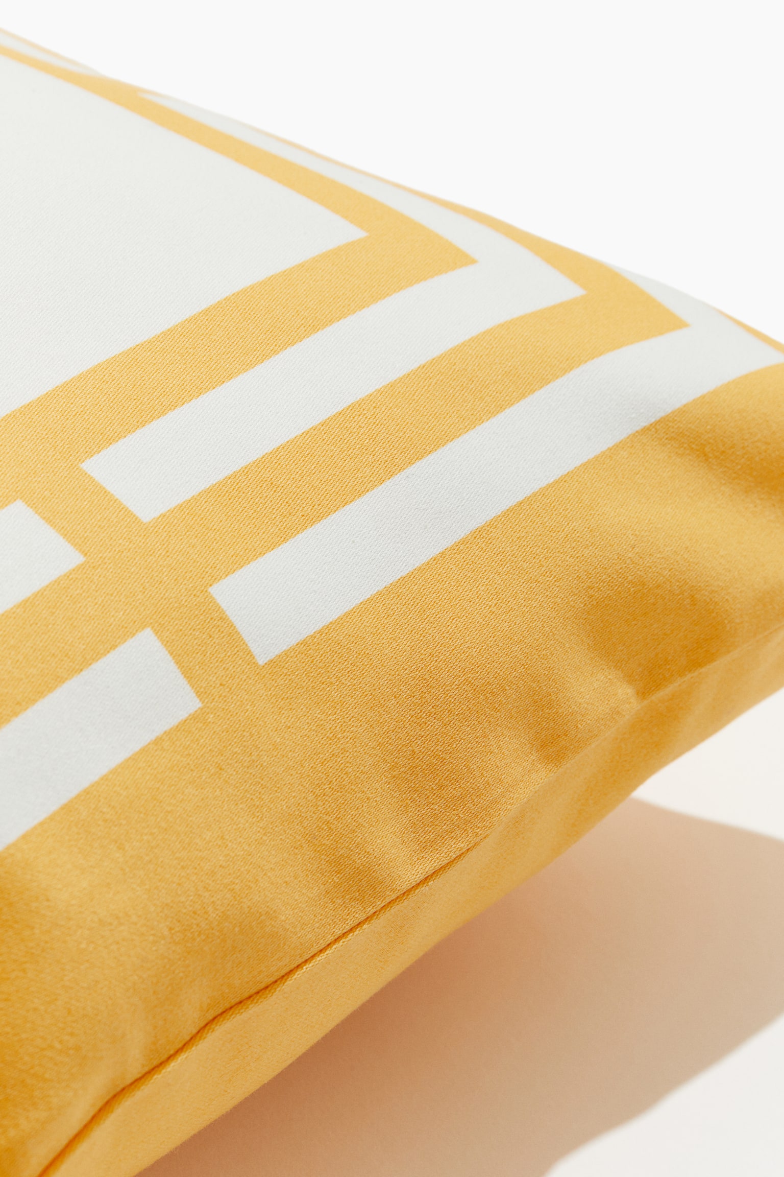 Cotton satin cushion cover - Yellow/White - 2