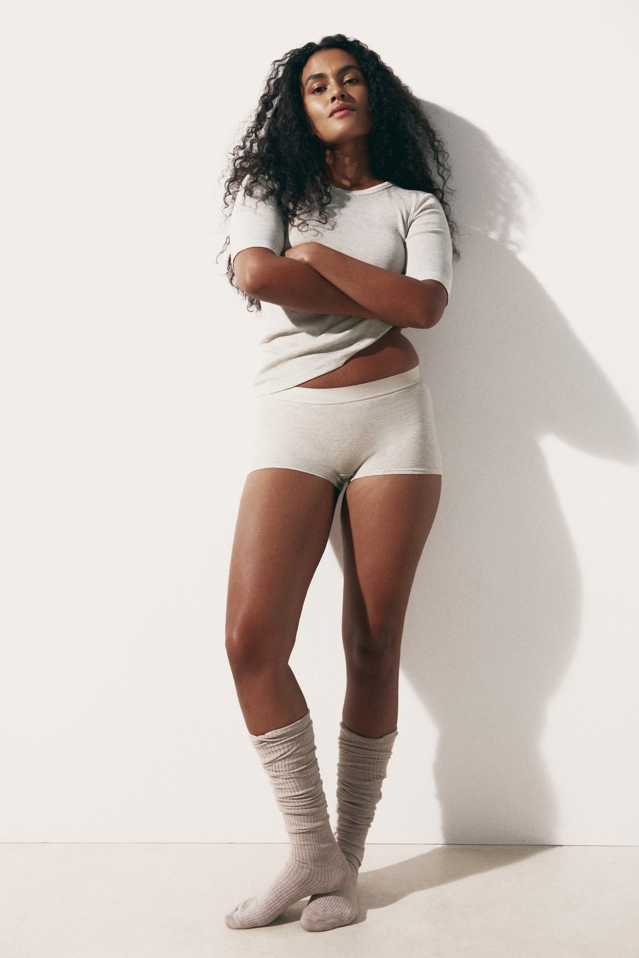 Lot de 3 boxers en coton - Beige clair chiné/blanc/rose - FEMME | H&M FR