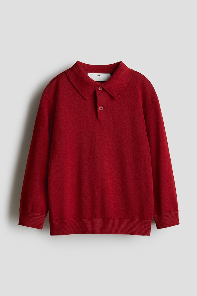 Polo in maglia sottile - Rosso scuro/Rosso - 1