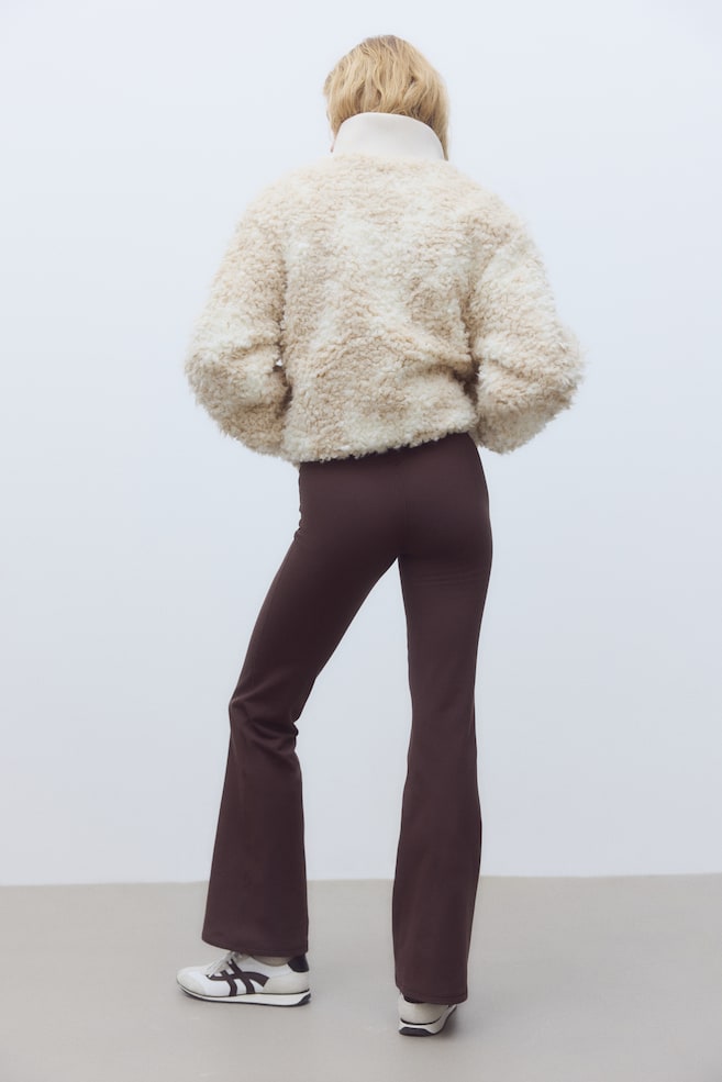 Flared Sports Fleece Leggings with SoftMove™ - Warm brown/Ivory/Black/Chocolate plum - 2