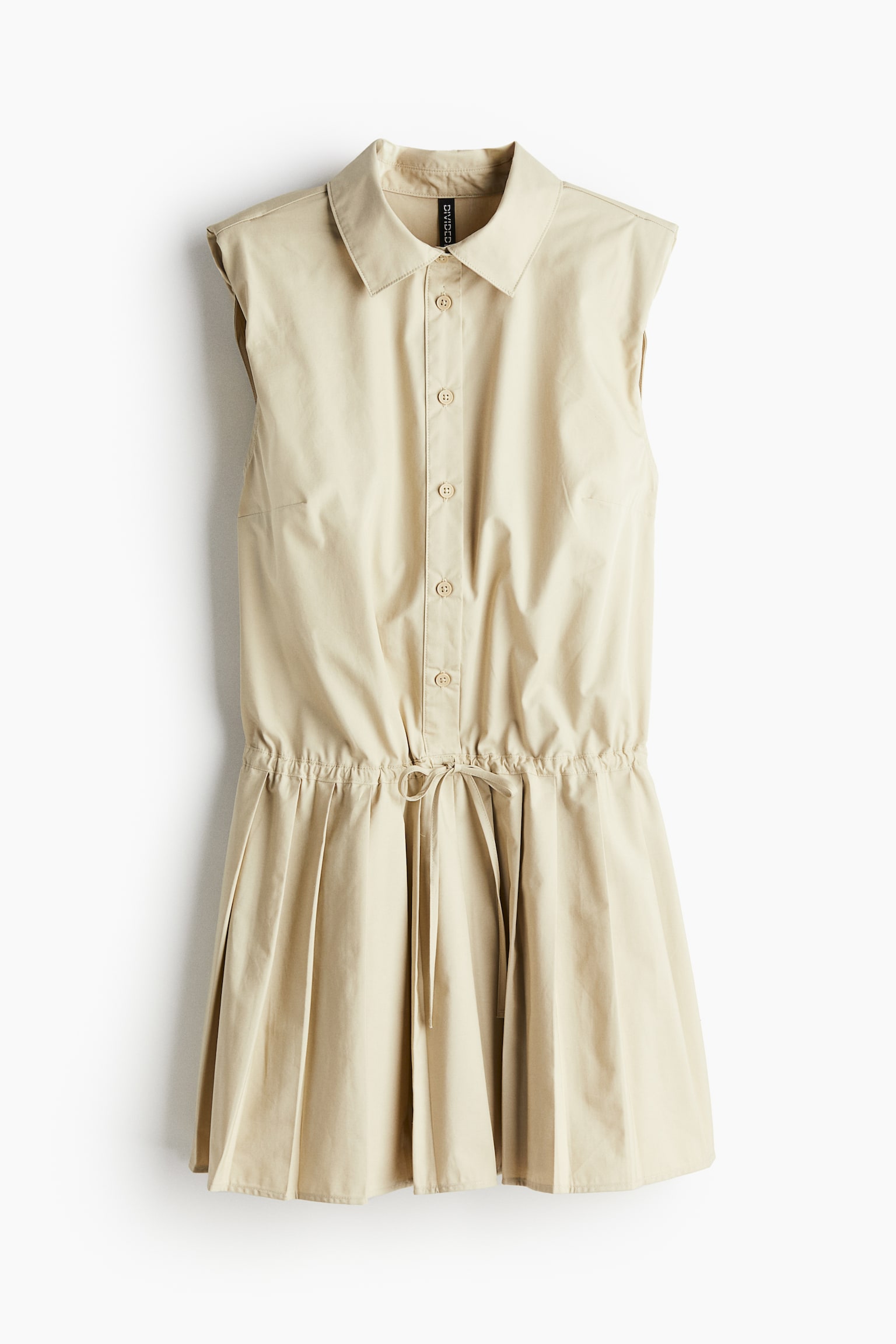 Pleated-skirt shoulder-pad dress - Light beige/Cream - 2