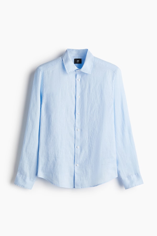 Leinenhemd in Slim Fit - Hellblau/Schwarz/Weiß/Hellblau/Khakigrün - 1
