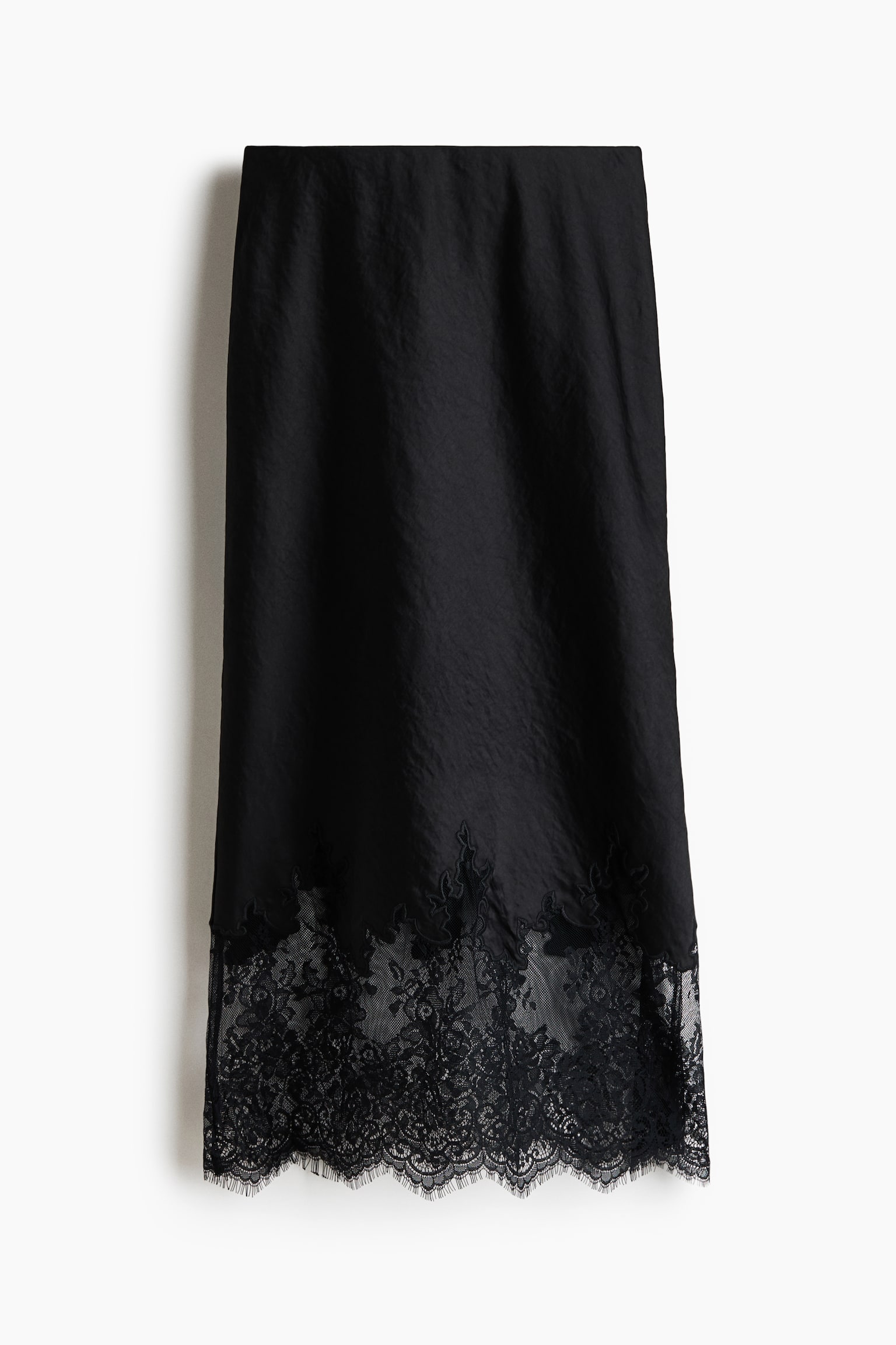 Атласна спідниця з мереживною каймою - Чорний/Кремовий/Бордовий - 1