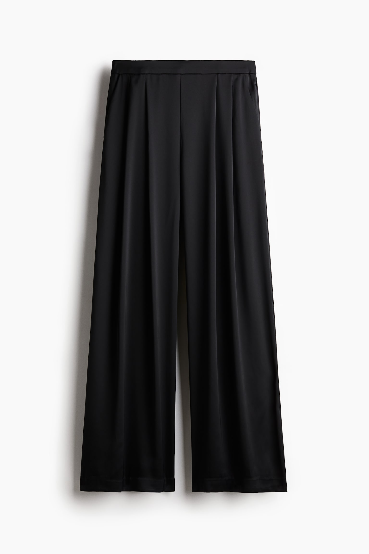 Wide satin trousers - Black - 2