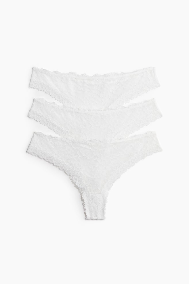 3-pack lace Brazilian briefs - White/Powder pink/white/Black - 1